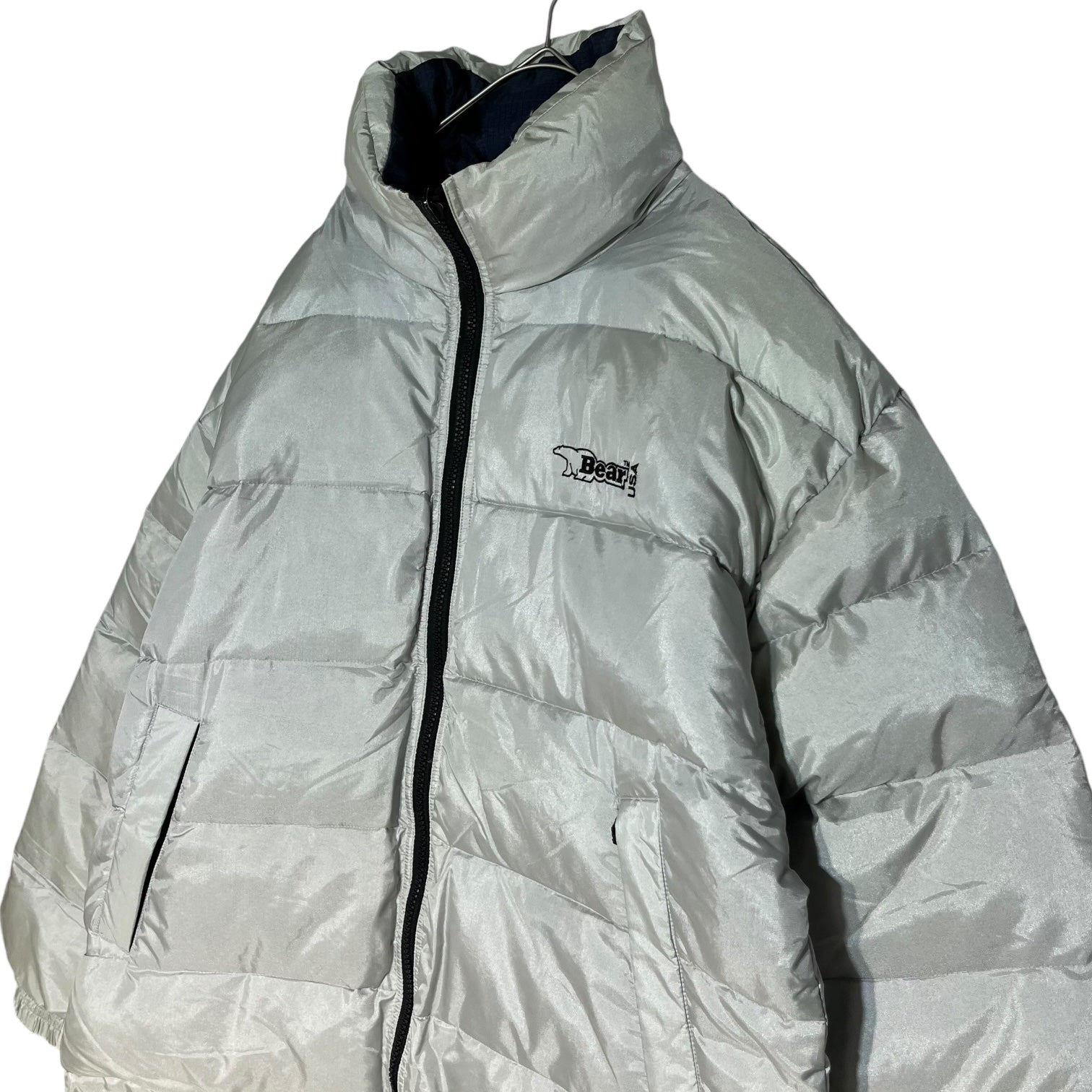 Bear(ベアー) 90's  reversible nylon down jacket リヴァーシブル ナイロン ダウン ジャケット M シルバー 90年代 ヴィンテージ 肉厚