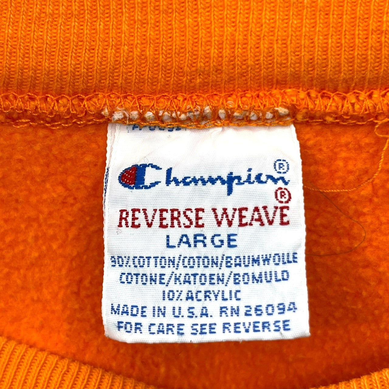 Champion(チャンピオン) 90's VINTAGE REVERS WEAVE SWEAT-SHIRT ヴィンテージ リバースウィーブ スウェット L オレンジ 90年代