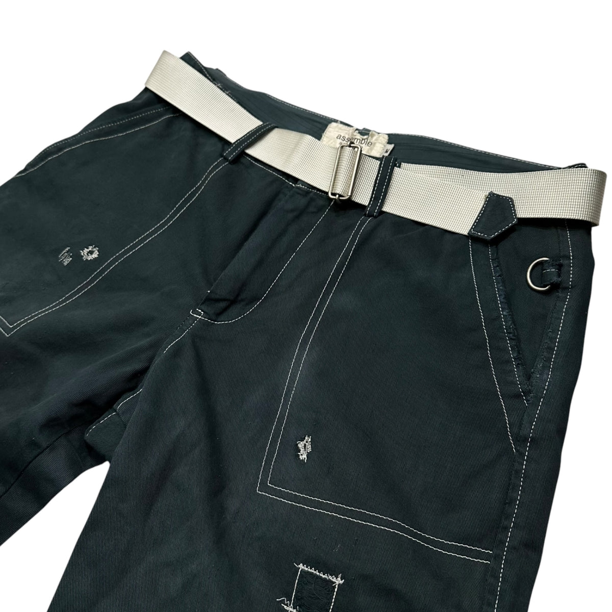 assemble a.k.a AFFA(アッセンブルエーケーエーエーエフエフエー) Distressed Belted Bondage Pants ダメージ加工 ベルテッド ボンテージ パンツ AFH4502-1 M ネイビー