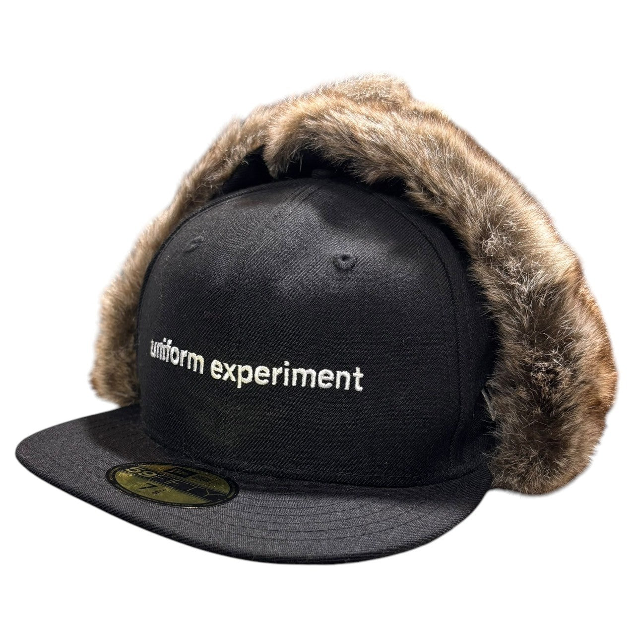 NEW ERA×uniform experiment(ニューエラ×ユニフォームエクスペリメント) 59 FIFTY TRAPPER CAP ファー フライト キャップ 7 3/8 ブラック コラボ