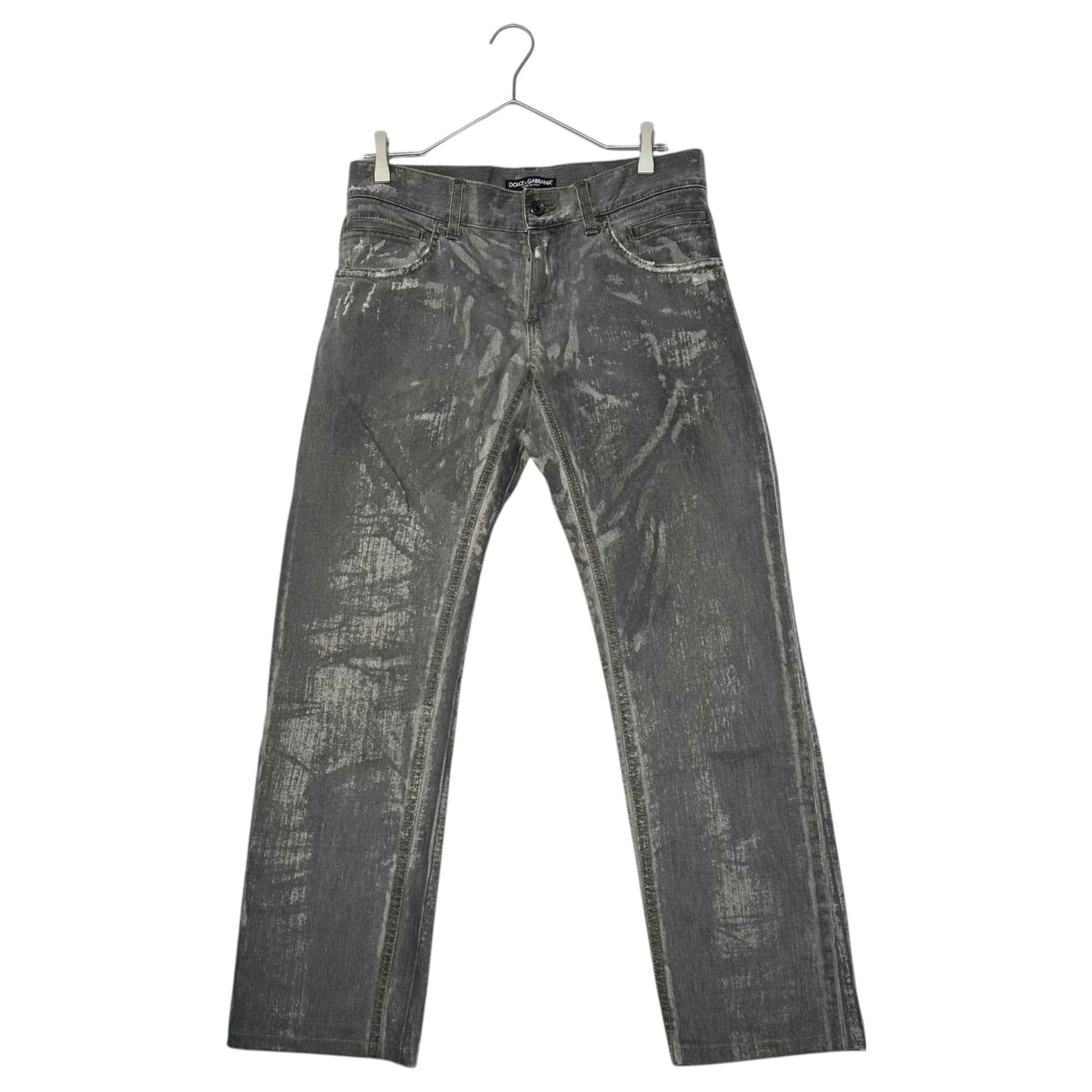 DOLCE&GABBANA(ドルチェ&ガッバーナドルガバ) Bleached damaged processed straight-leg denim pants ブリーチ ダメージ 加工 ストレート デニム パンツ G46KTD G8E15 44(XS程度) グレー