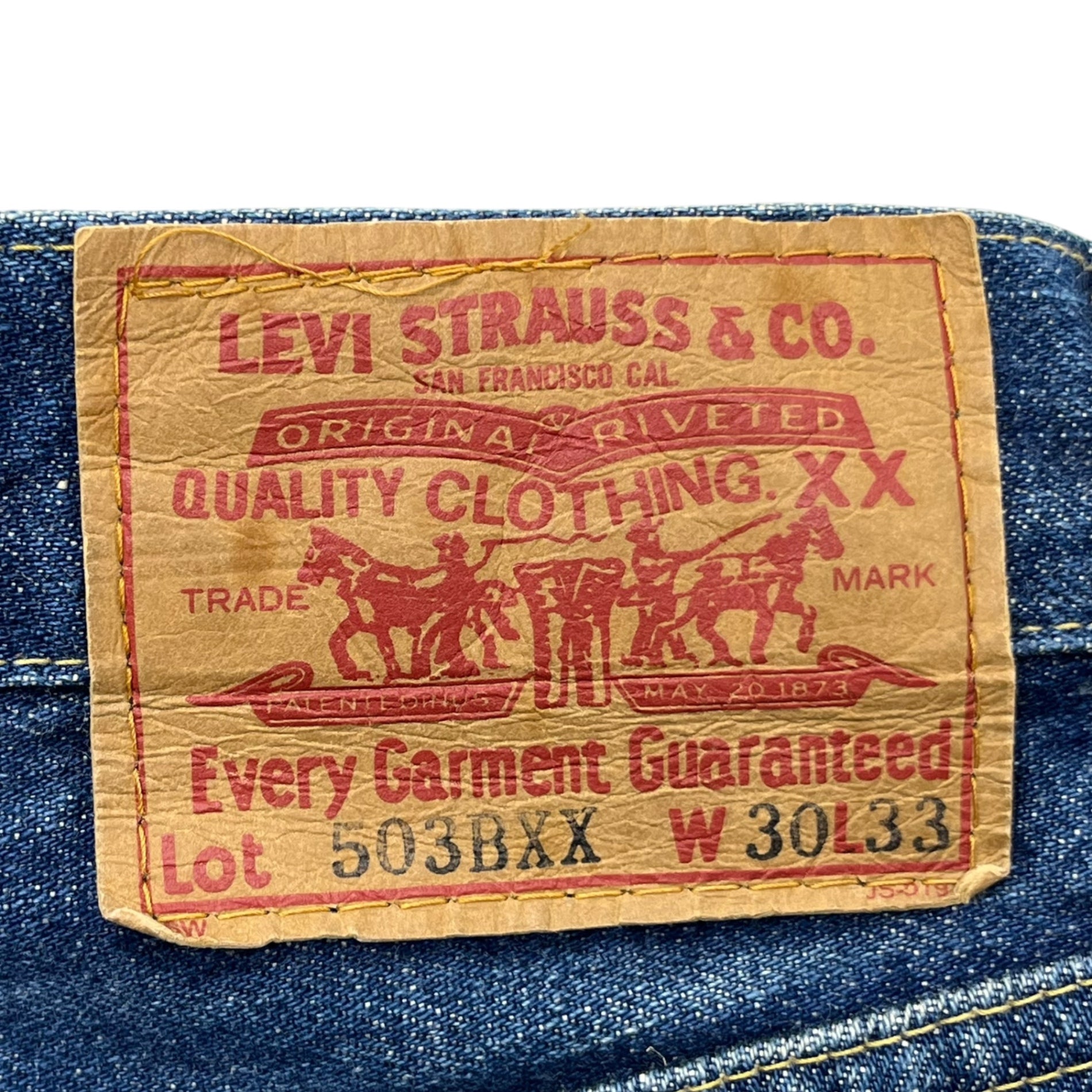 Levi's(リーバイス) 503B XX ストレート デニム パンツ W30 インディゴ ドーナツボタン ビックE 赤耳