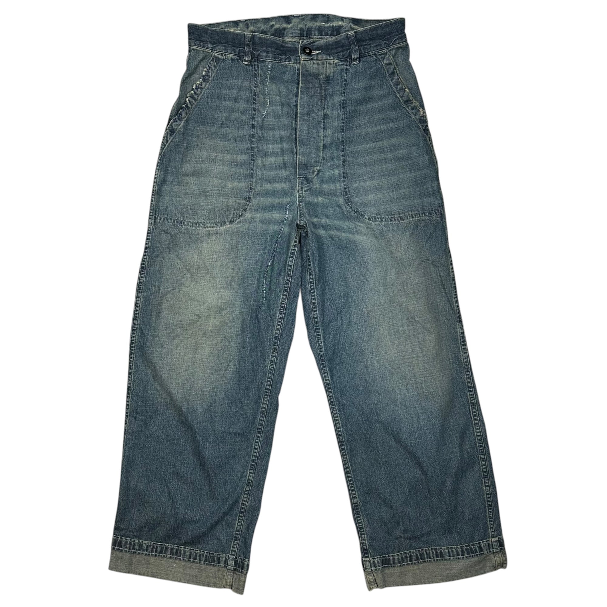 MAISON MARGIELA(メゾンマルジェラ) 2026AW  Denim Work Pants デニム ワーク パンツ S50KA0710 44 ライトインディゴ デストロイ