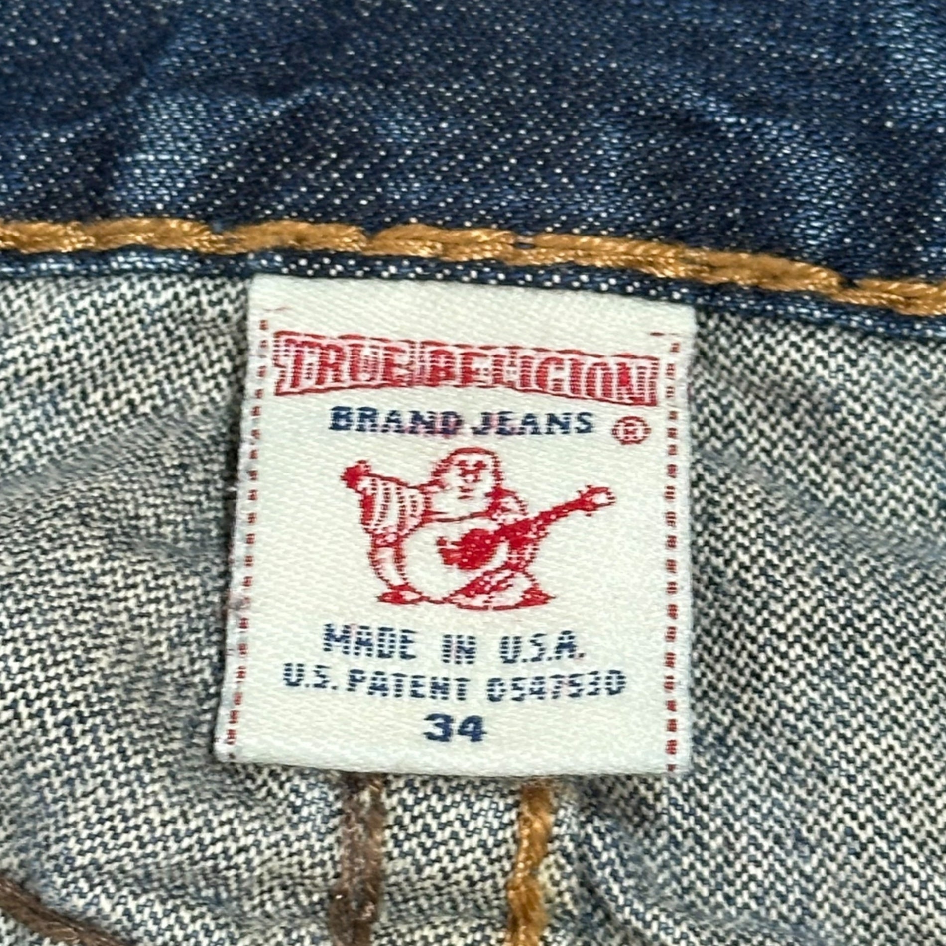 TRUE RELIGION(トゥルーレリジョン) 00's Vintage Straight Denim Pants ヴィンテージ加工 ストレート デニム パンツ 34 インディゴ Y2K