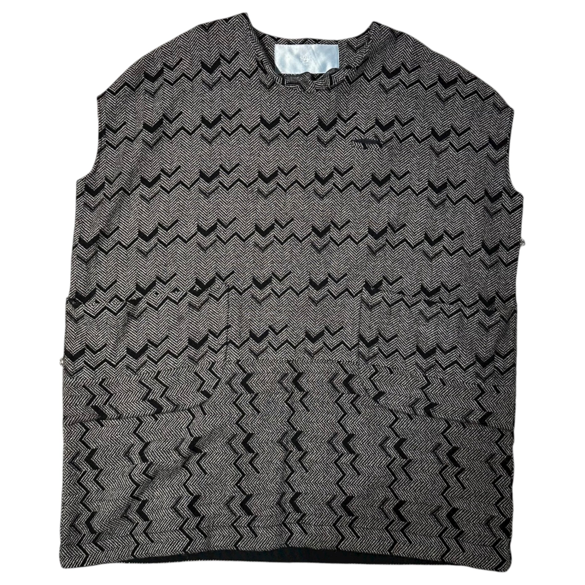 Dulcamara(ドゥルカマラ) Front Pocket Wool Sleeveless Top フロントポケット ウール ノースリーブ トップ FREE グレー×ブラック