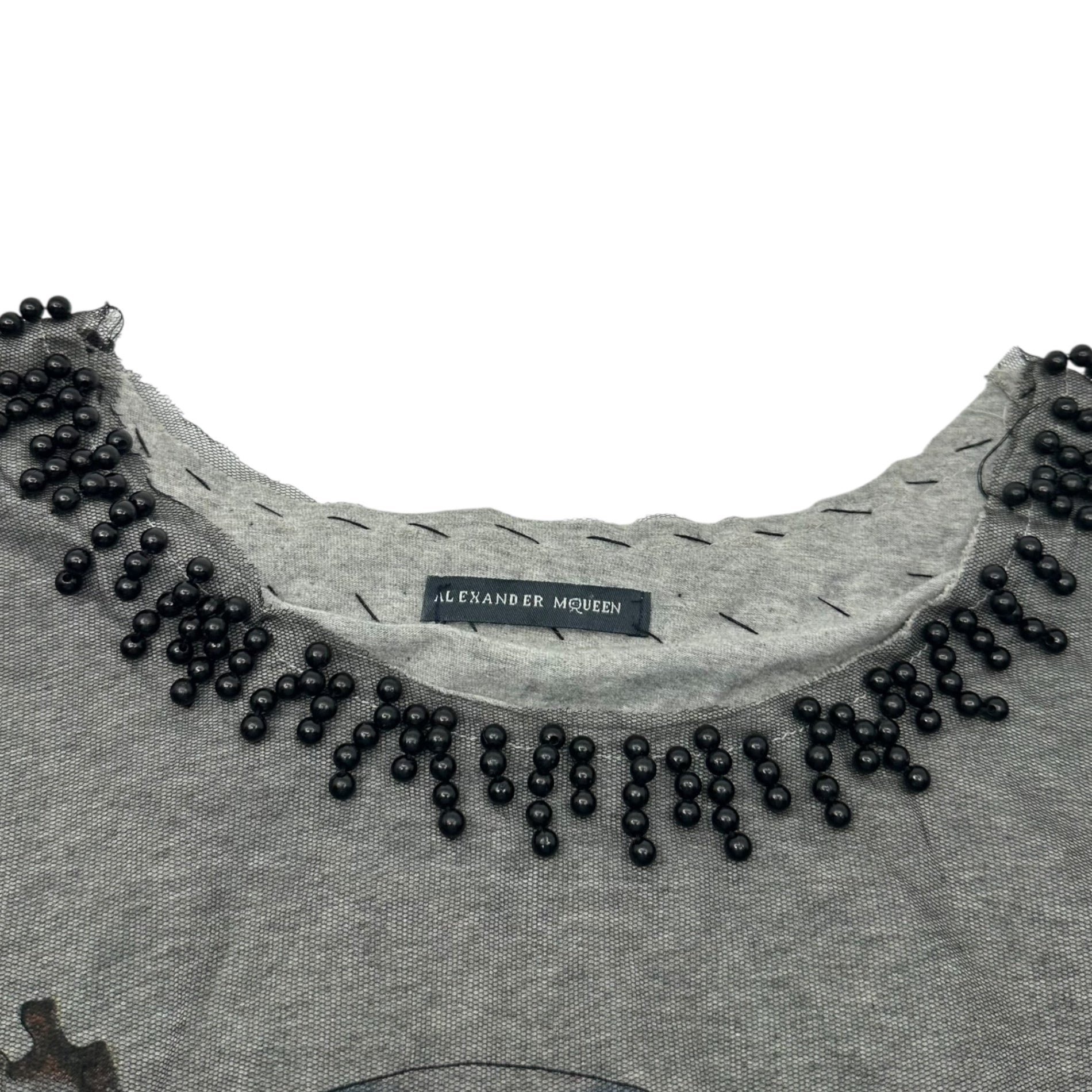 ALEXANDER MCQUEEN(アレキサンダーマックイーン) 09's live and let live Reconstruction Tulle Layered Blouse Cut and sewn 2009年 再構築 チュール レイヤード ブラウス カットソー FREE ブラック×グレー 古着再構築アイテム 本人期