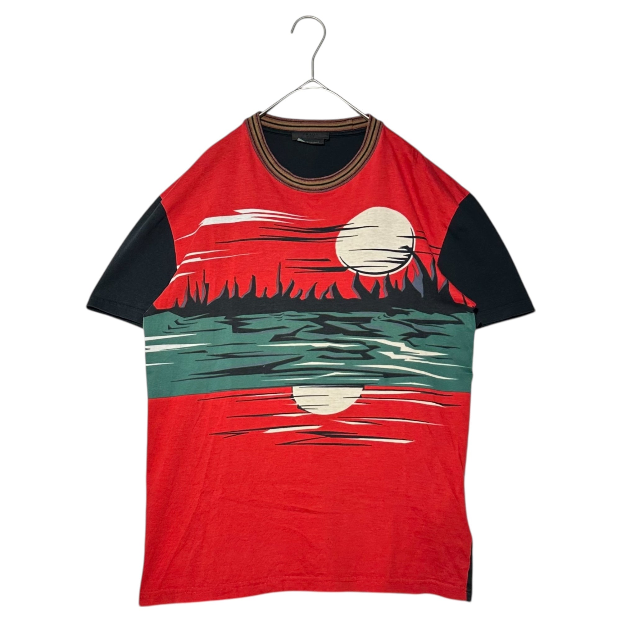 PRADA(プラダ) 14SS Sunset Multi T-shirt サンセット グラフィック Tシャツ S レッド×ブラック