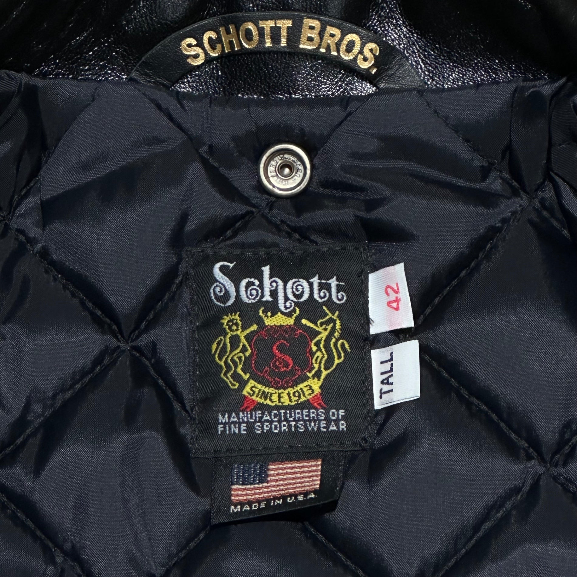 SCHOTT(ショット) 613UHT HORSEHIDE ONESTAR TALL ホースハイド ワンスター トール ダブル ライダース ジャケット 7823950087 42 TALL ブラック レザー 馬革