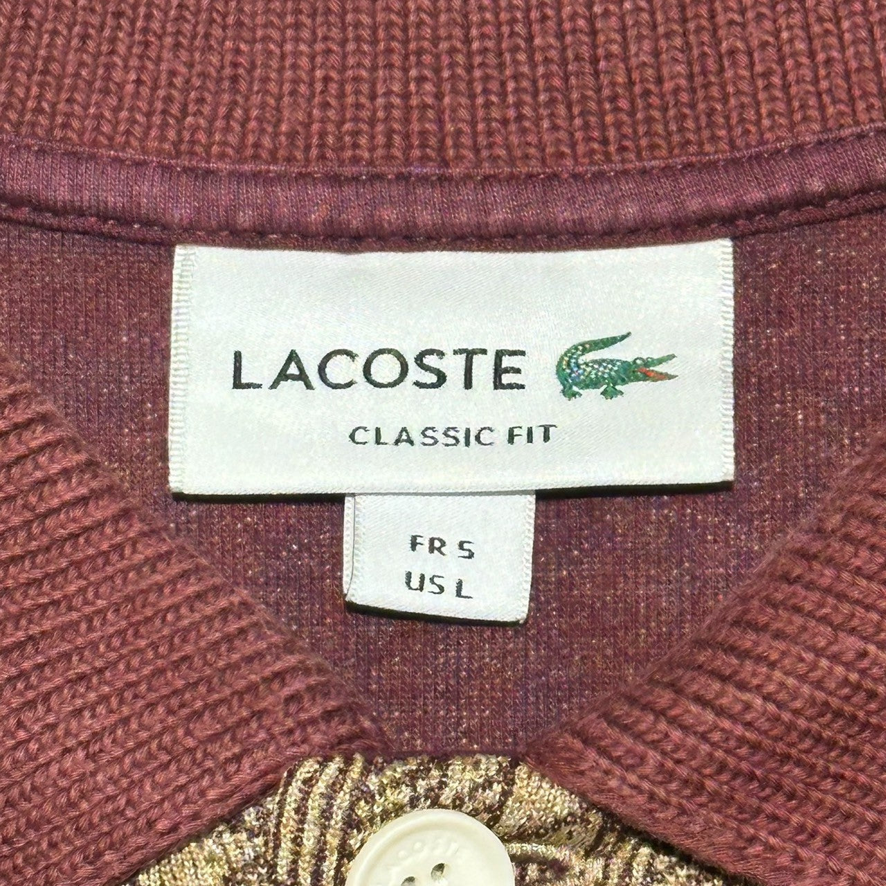 LACOSTE(ラコステ) Monogram Jacquard Polo Shirt モノグラム ジャカード ポロシャツ DH0073-10 S ブラウン 参考定価19,800円