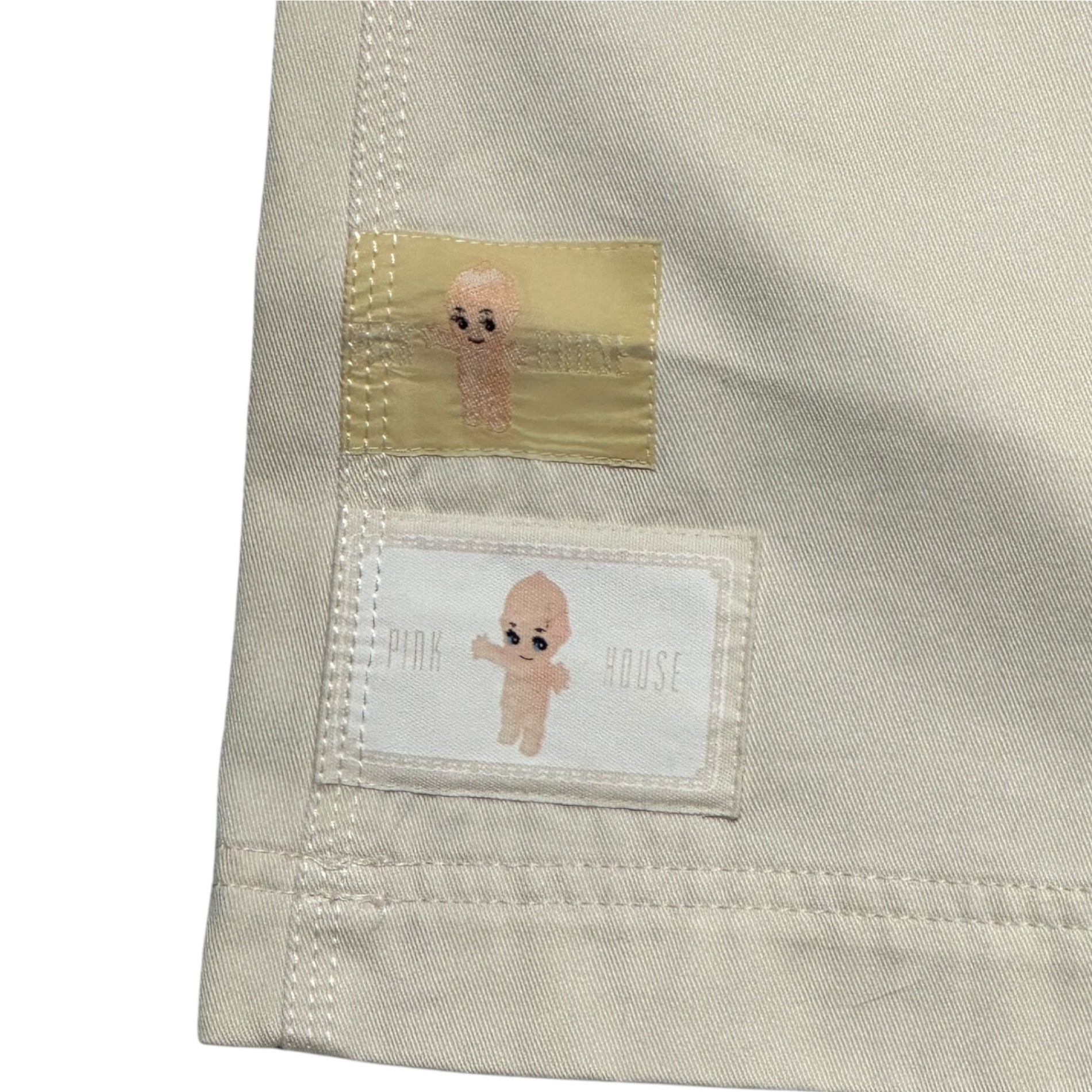 PINK HOUSE(ピンクハウス) 00's Kewpie Patchwork Cargo Pocket Long Skirt キューピー パッチワーク カーゴポケット ロング スカート 表記無(S程度) ホワイト ワッペン マキシ