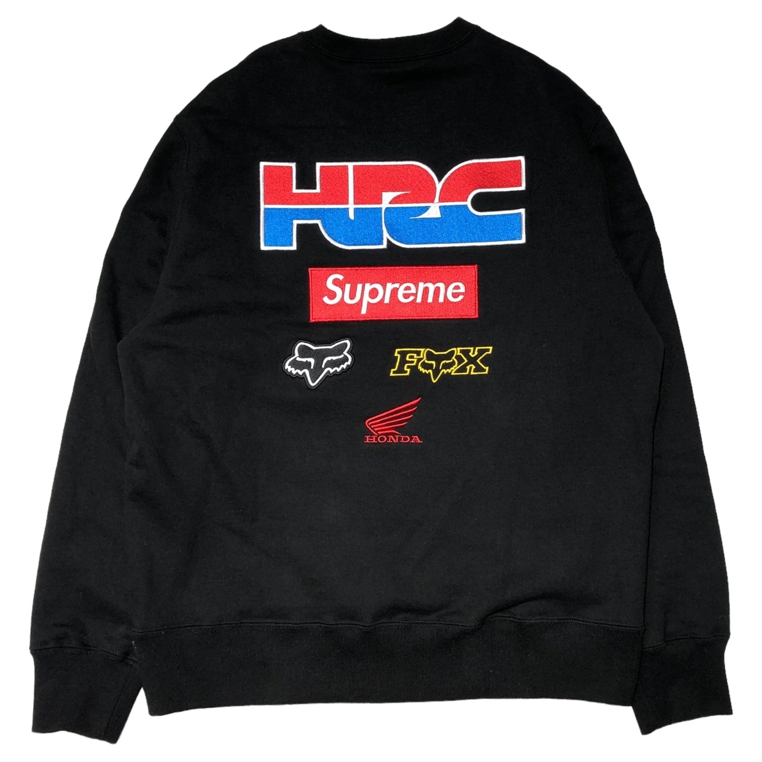 SUPREME×HONDA(シュプリーム×ホンダ) 19AW Honda Fox Racing Crewneck フォックス レーシング クルーネック  スウェット M ブラック 19FW HRC