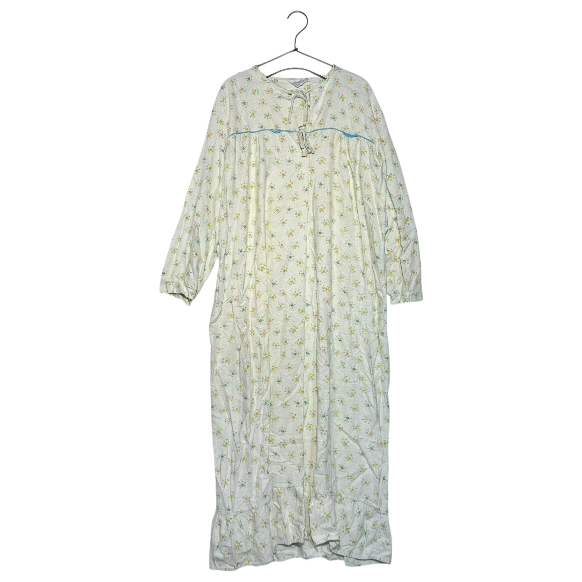 VINTAGE(ヴィンテージ) 70's flower printed lomg onepiece 花柄の長袖ロング丈ワンピース 38(M~L程度) グリーン