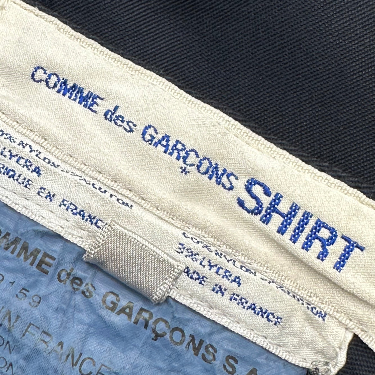 COMME des GARCONS HOMME PLUS(コムデギャルソンオムプリュス) 1998AW Inside-Out-Era Back-Stripe Polyester Tapered Wide Pants インサイド アウト期 裏 ストライプ エステル テーパード ワイド パンツ PP-10067M M ホワイト AD1998 90s アーカイブ