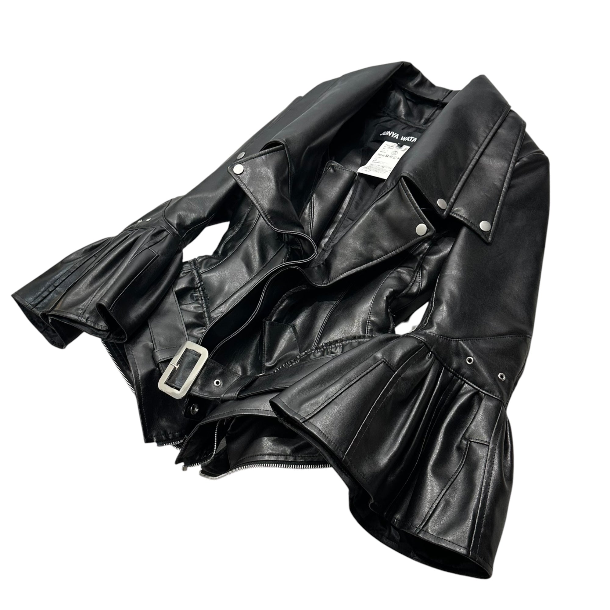 JUNYA WATANABE(ジュンヤワタナベ) 2022AW Deconstructed and Reconstructed Faux Leather Biker Jacket 解体 再構築 フェイクレザー ライダース ジャケット JJ-J054 S ブラック AD2022