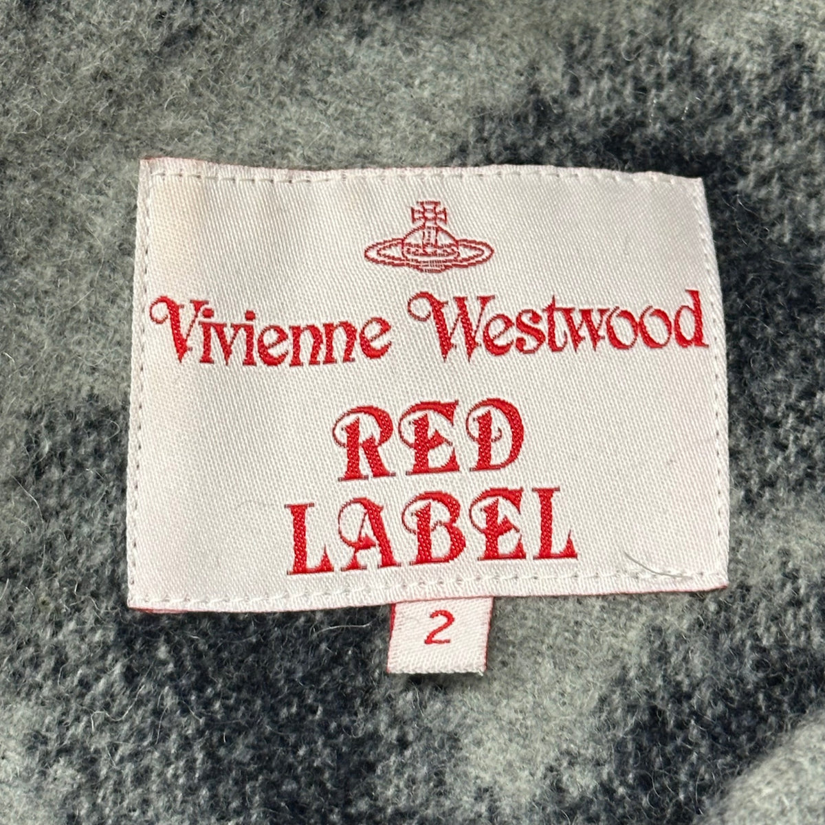 Vivienne Westwood RED LABEL(ヴィヴィアンウエストウッドレッドレーベル) Wool-Stole Wide-Silhouette Half-Coat ウール ストール ワイド シルエット ハーフ コート 2 グレー×ネイビー SAMPLE品