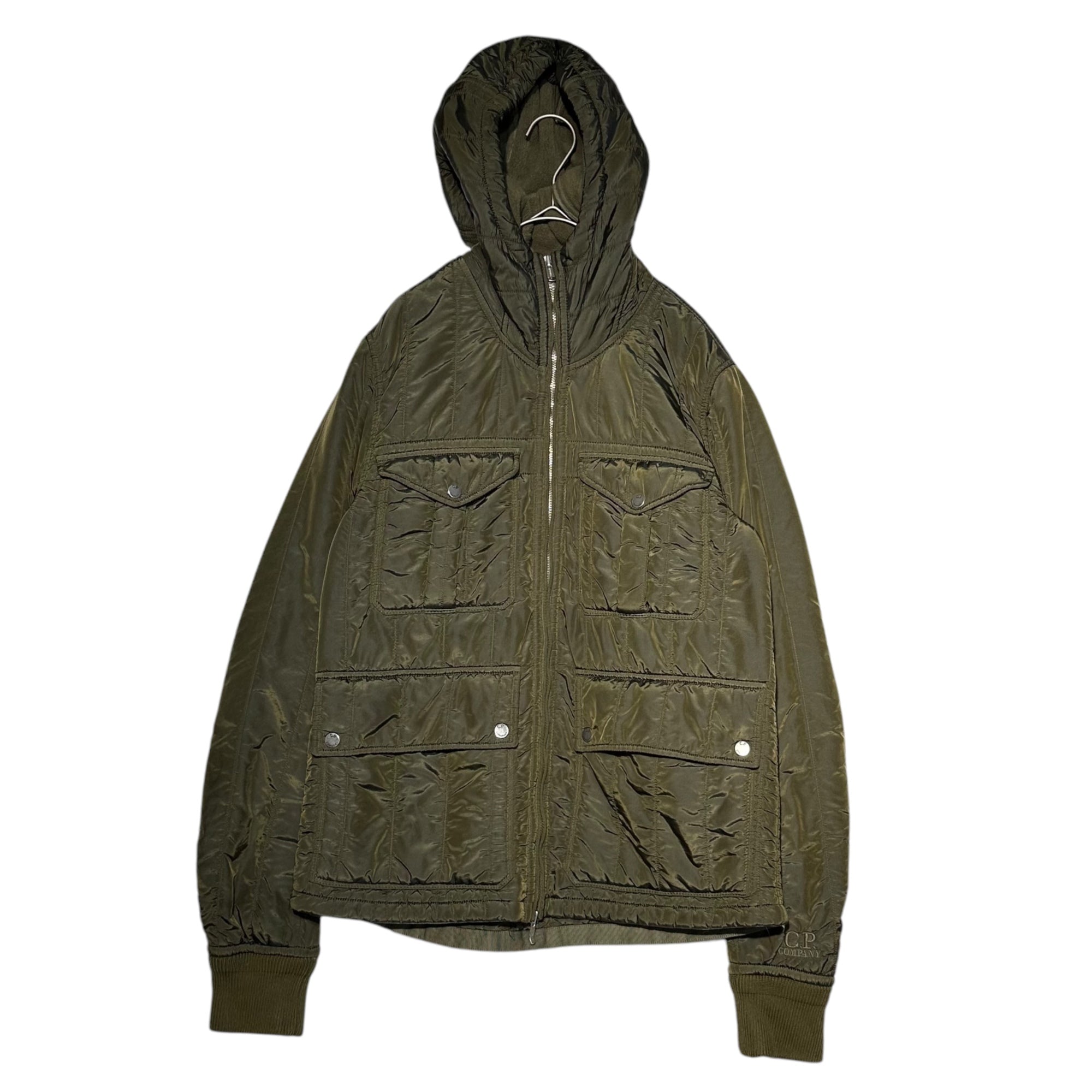 C.P.COMPANY(シーピーカンパニー) 07AW 4 pocket quilted hooded jacket 4ポケット キルティング フーデット ジャケット 4718M155 46 オリーブ 00's マウンテンパーカー ナイロン