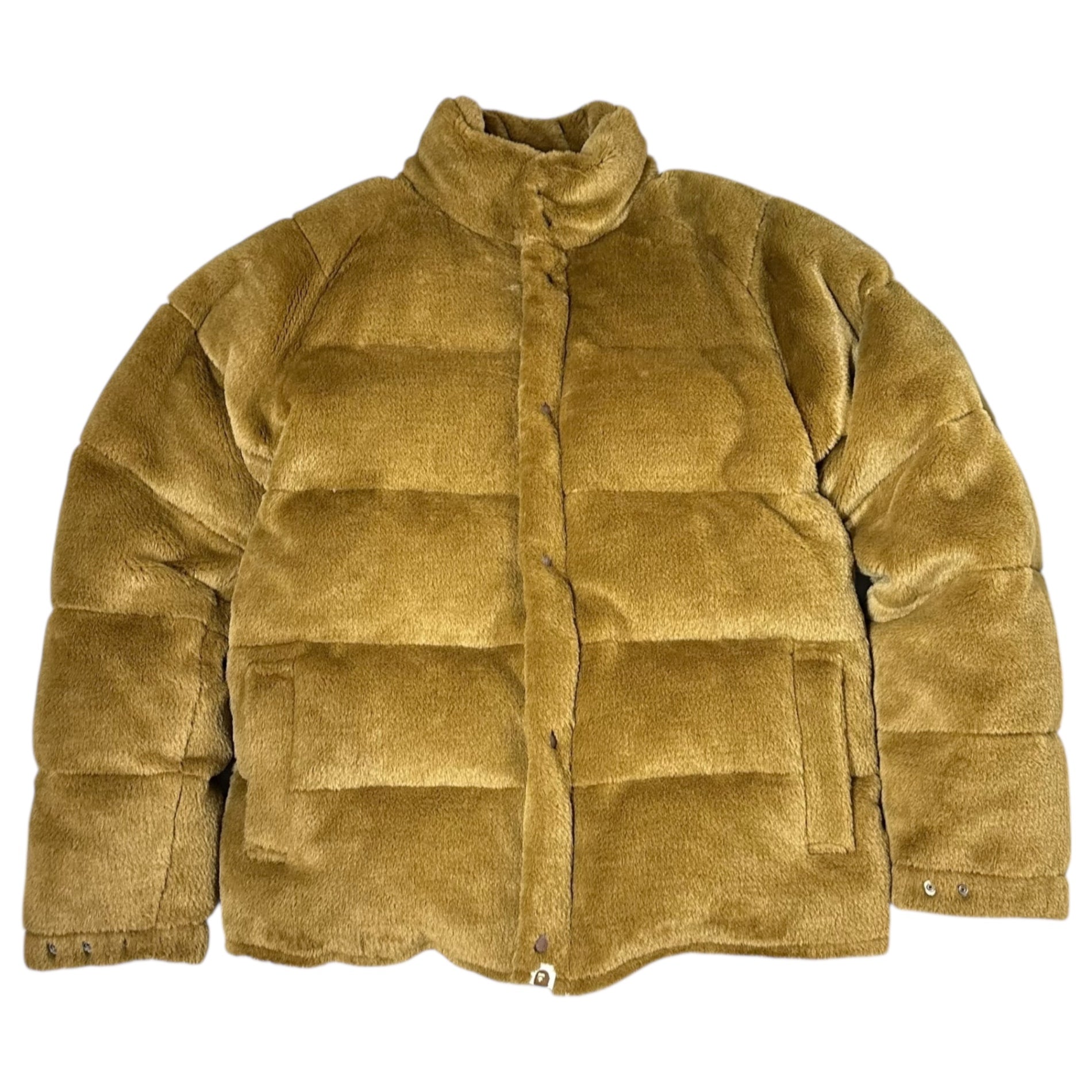 BAPE BY A BATHING APE(ベイプ バイ アベイシングエイプ) Faux Fur White Goose Down Jacket Blouson フェイク ファー ホワイト グース ダウン ジャケット ブルゾン M ブラウン