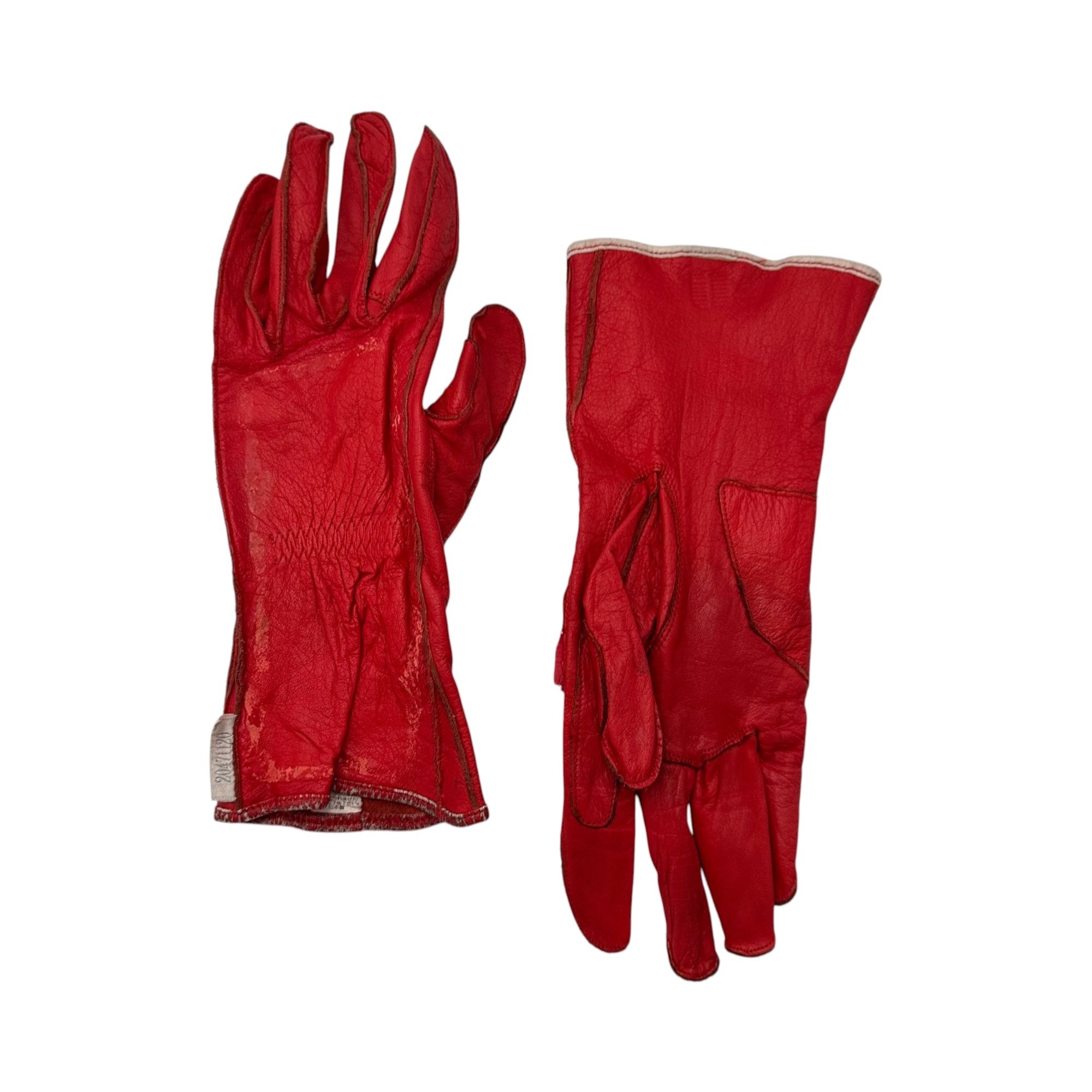 20471120(トゥーオーフォーセブンワンワントゥーオー) 97SS "IBO" Rubber Coated Leather Gloves イボ ラバー コーティング レザー グローブ レッド 90's 90年代 トライヴェンティ 手袋