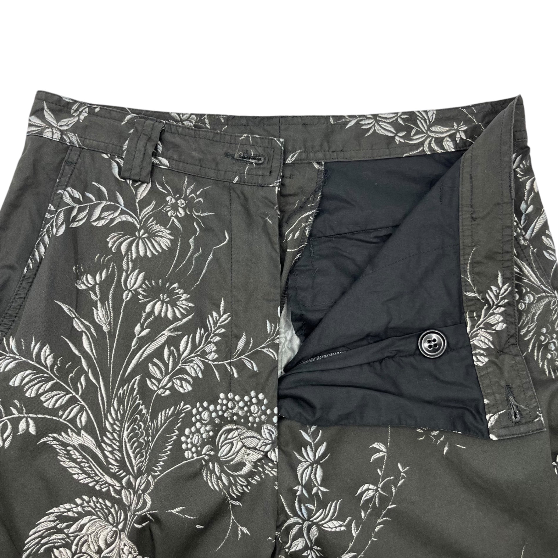 DRIES VAN NOTEN(ドリスヴァンノッテン) Floral cotton trousers フローラル コットン トラウザー パンツ 01-158-07-014555 36(S程度) ブラック スラックス 花柄