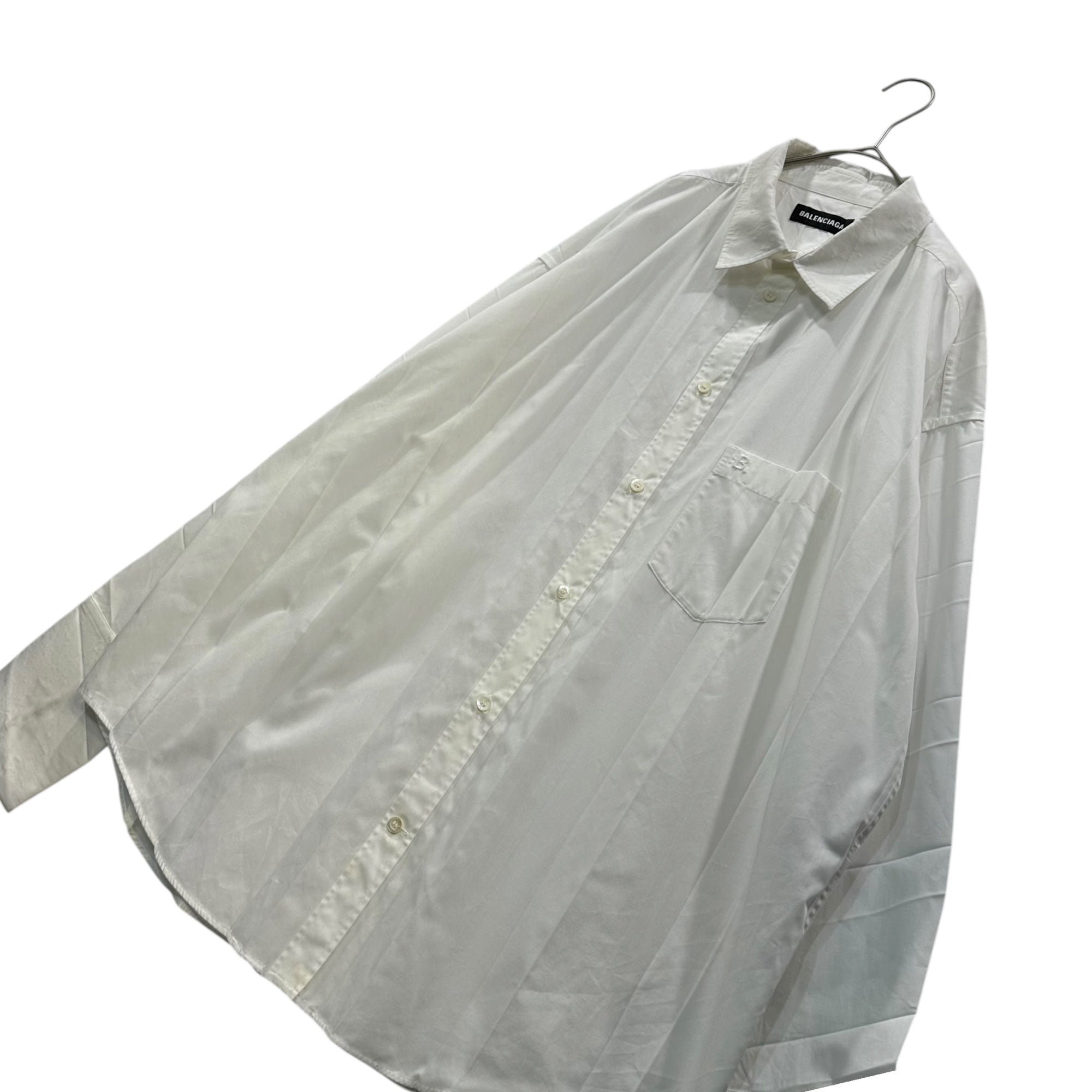 BALENCIAGA(バレンシアガ) 2020AW PLEATED LARGE FIT SHIRT プリーツ ラージフィット シャツ 622302 41 ホワイト オーバーサイズ