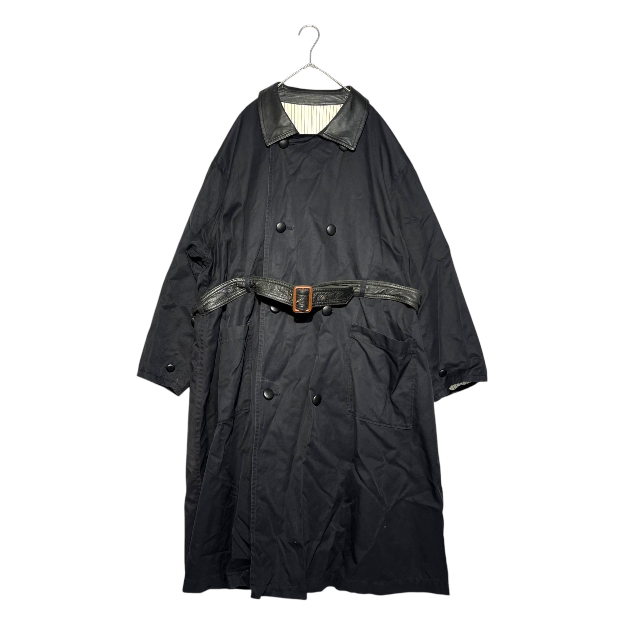 Balise-U(バリーズユー) VINTAGE leather collar trench coat ヴィンテージ レザー カラー トレンチコート ブラック JAPAN VINTAGE