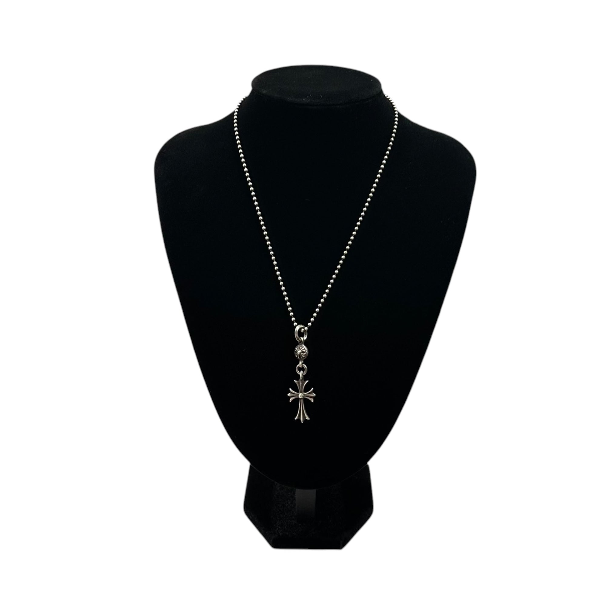 CHROME HEARTS(クロムハーツ) 1 Ball Tiny CH Cross Charm ＆ Ball Chain 1ボール タイニー CH クロス チャーム ボール チェーン ネックレス シルバー