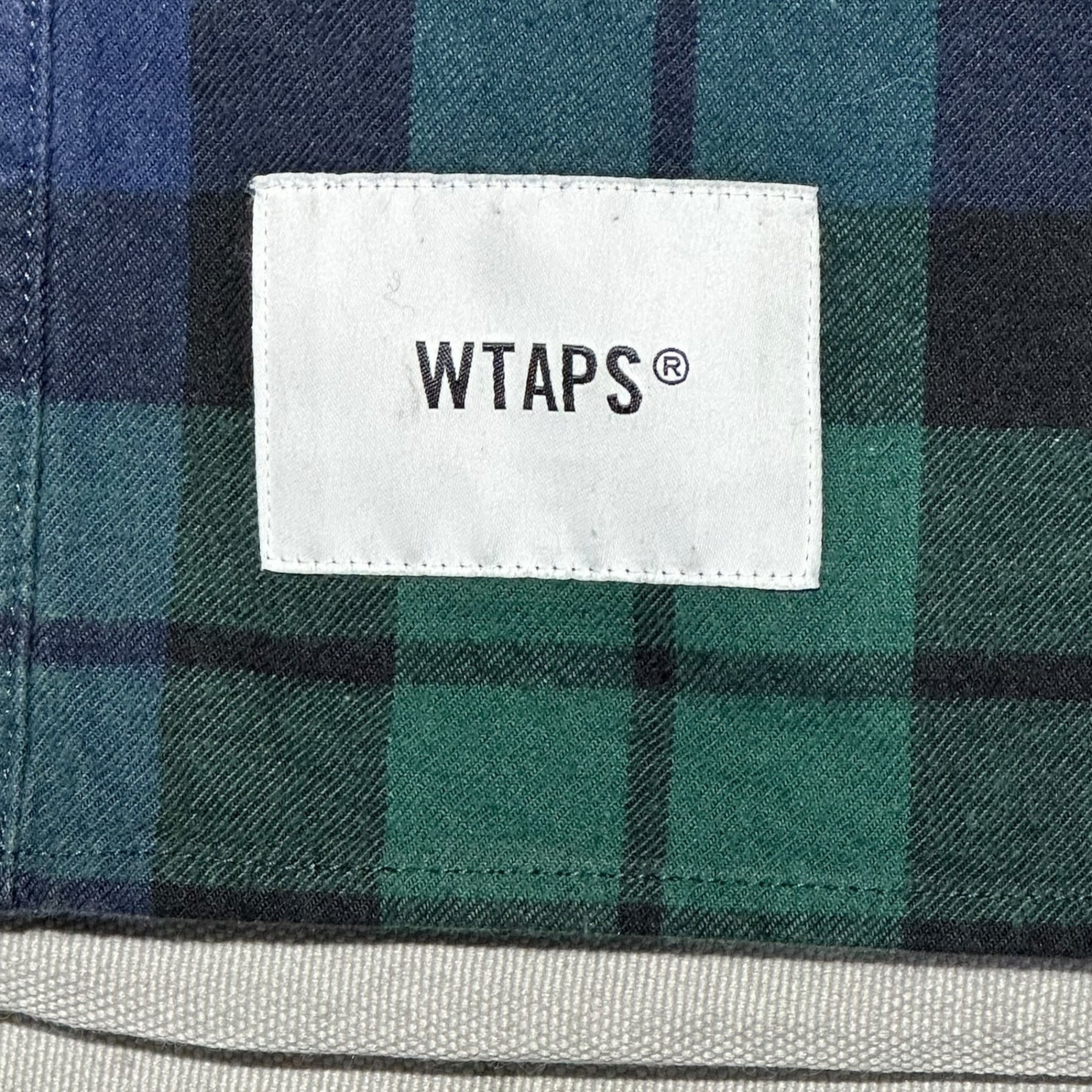 WTAPS(ダブルタップス) 22AW Deck LS Cotton. Flannel. Textile. Crst "Green" フランネル チェック シャツ 222TQDT-SHM01 03 ネイビー×グレー