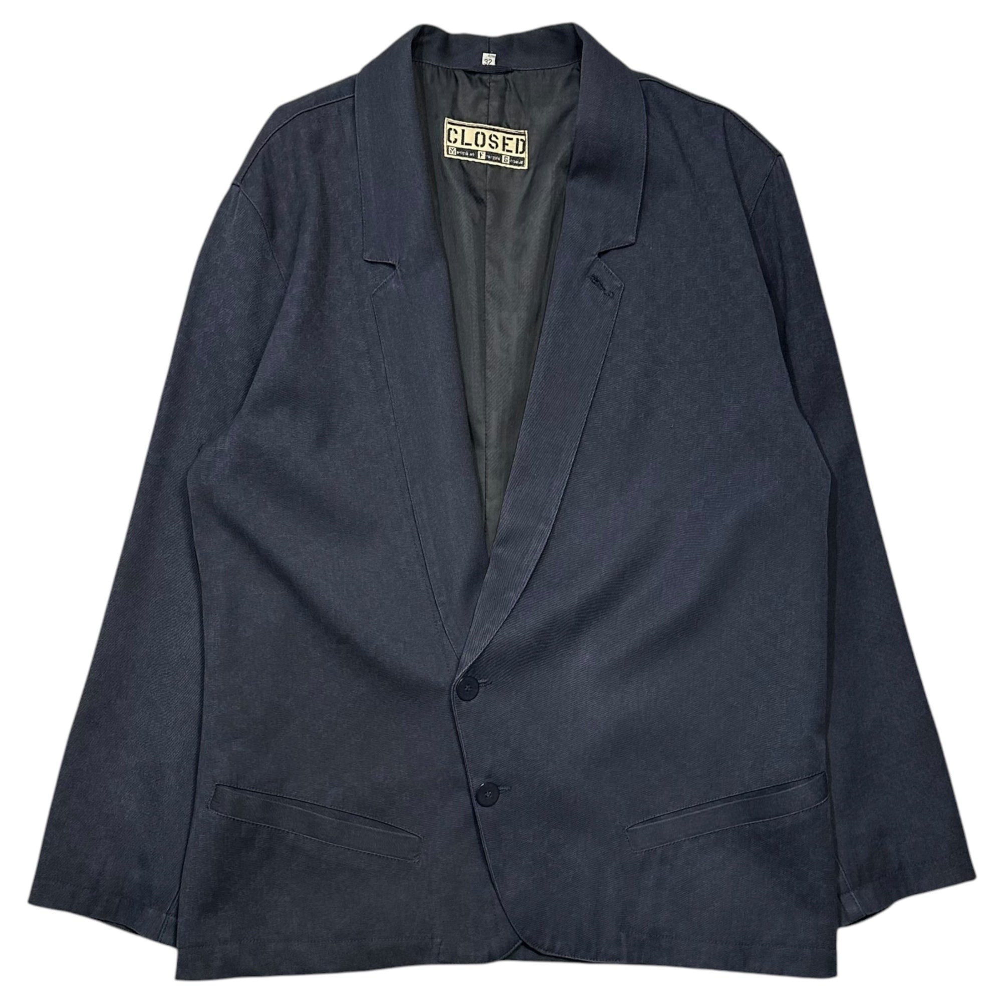 CLOSED(クローズド) 1980's ITALY MADE Shadow Block Check Blazer シャドー ブロック チェック テーラード ジャケット 32(L程度) ネイビー 80年代 MARITHE FRANCOIS GIRBAUD前身ブランド