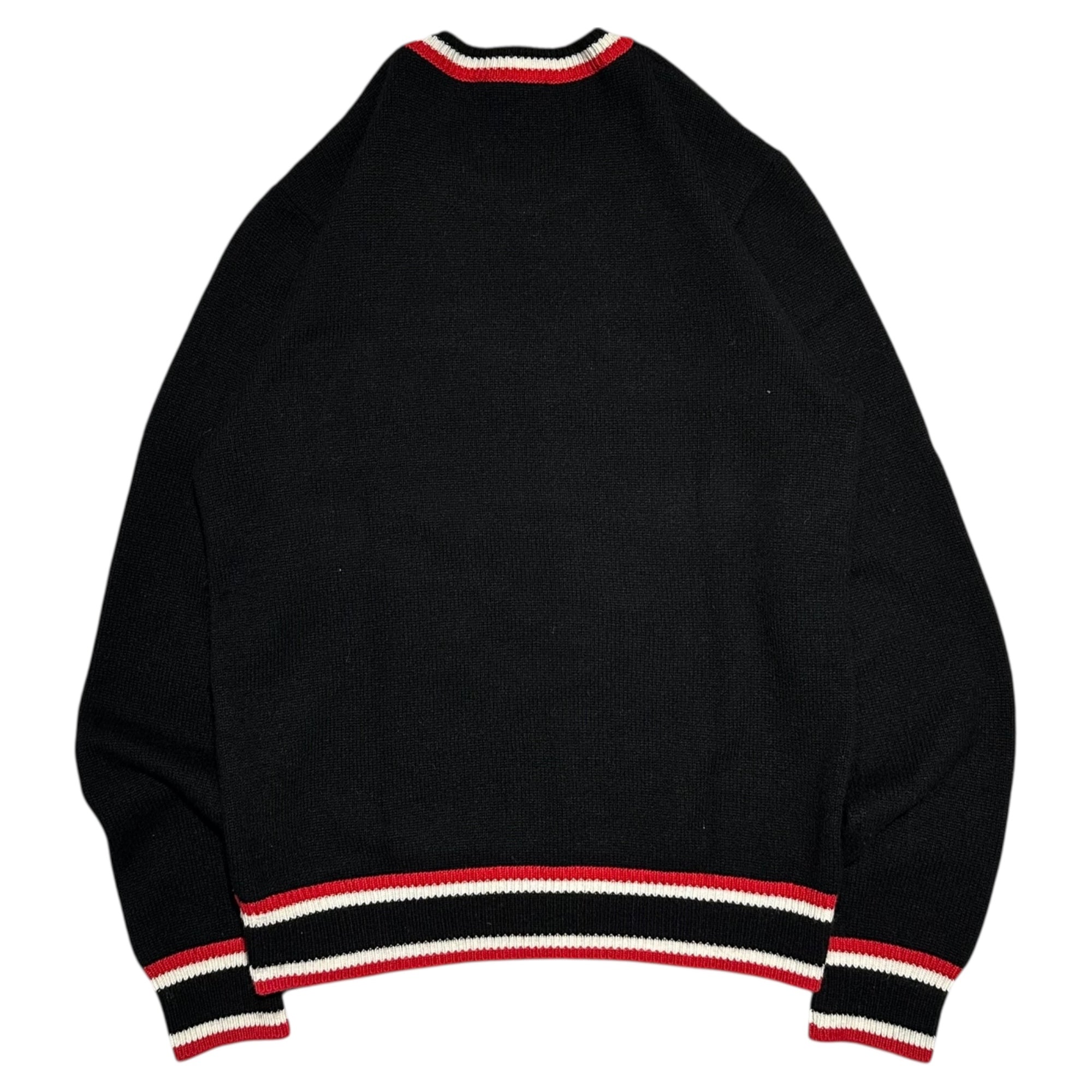 DOLCE&GABBANA(ドルチェ&ガッバーナドルガバ) Pig of the Year cashmere knit ピック 刺繍 カシミア クルーネック ニット GX455T JAWKW 48(M程度) ブラック×レッド 豚 ブタ