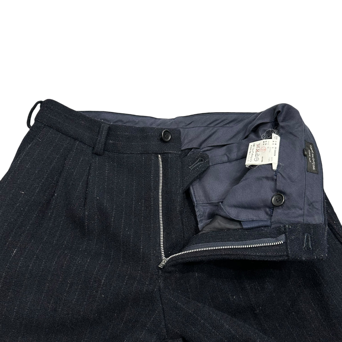 COMME des GARCONS HOMME PLUS(コムデギャルソンオムプリュス) 1998AW 2-Pleat Wool Wide-Stripe Slacks 2タック ウール ワイド ストライプ スラックス PP-04002M M ネイビー AD1998 90年代 アーカイブ