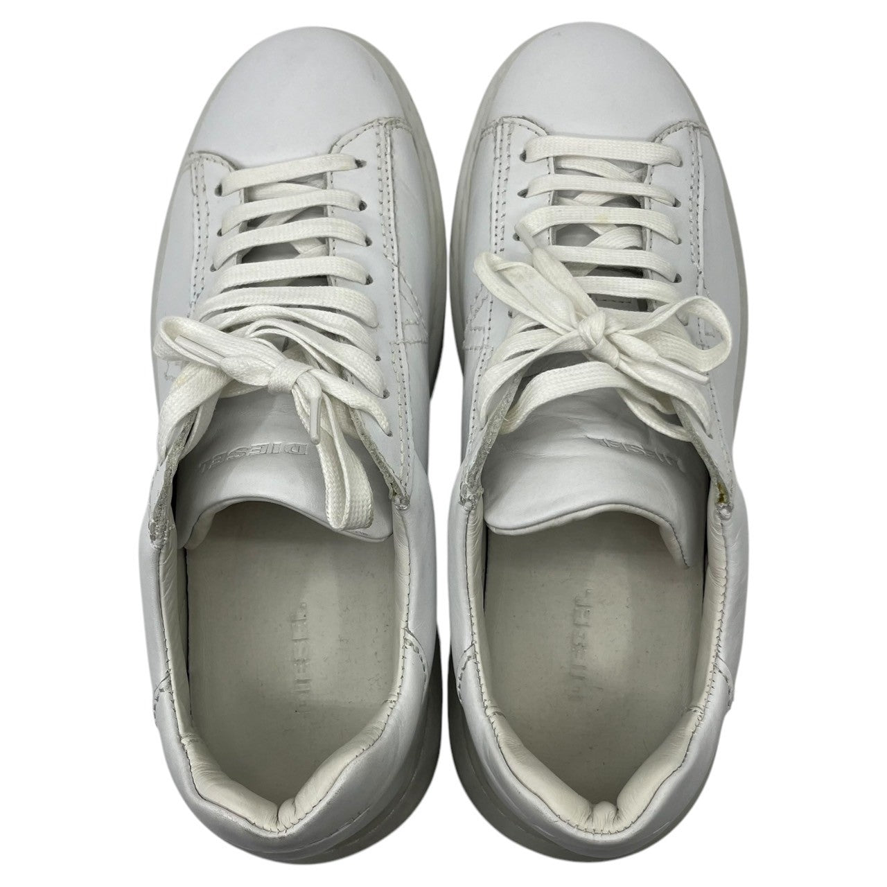 DIESEL(ディーゼル) S-VSOUL V-stitch platform leather sneakers Vステッチ 厚底 レザー スニーカー Y01412 41(26.5cm) ホワイト 箱付