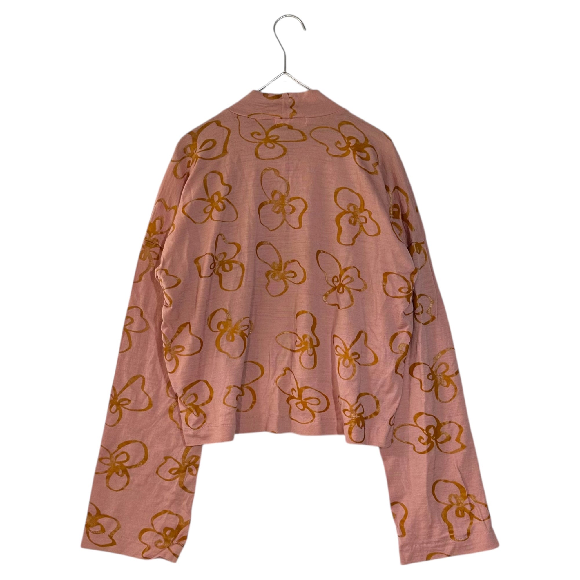 robe de chambre COMME des GARCONS(ローブドシャンブルコムデギャルソン) 97SS Floral Print Short-Length L/S T-shirt フラワー プリント ウール モックネック ショート丈 長袖 カットソー RT-040170 表記無(M程度) ピンク AD1996 90's 90年代 ヴィンテージ Tシャツ