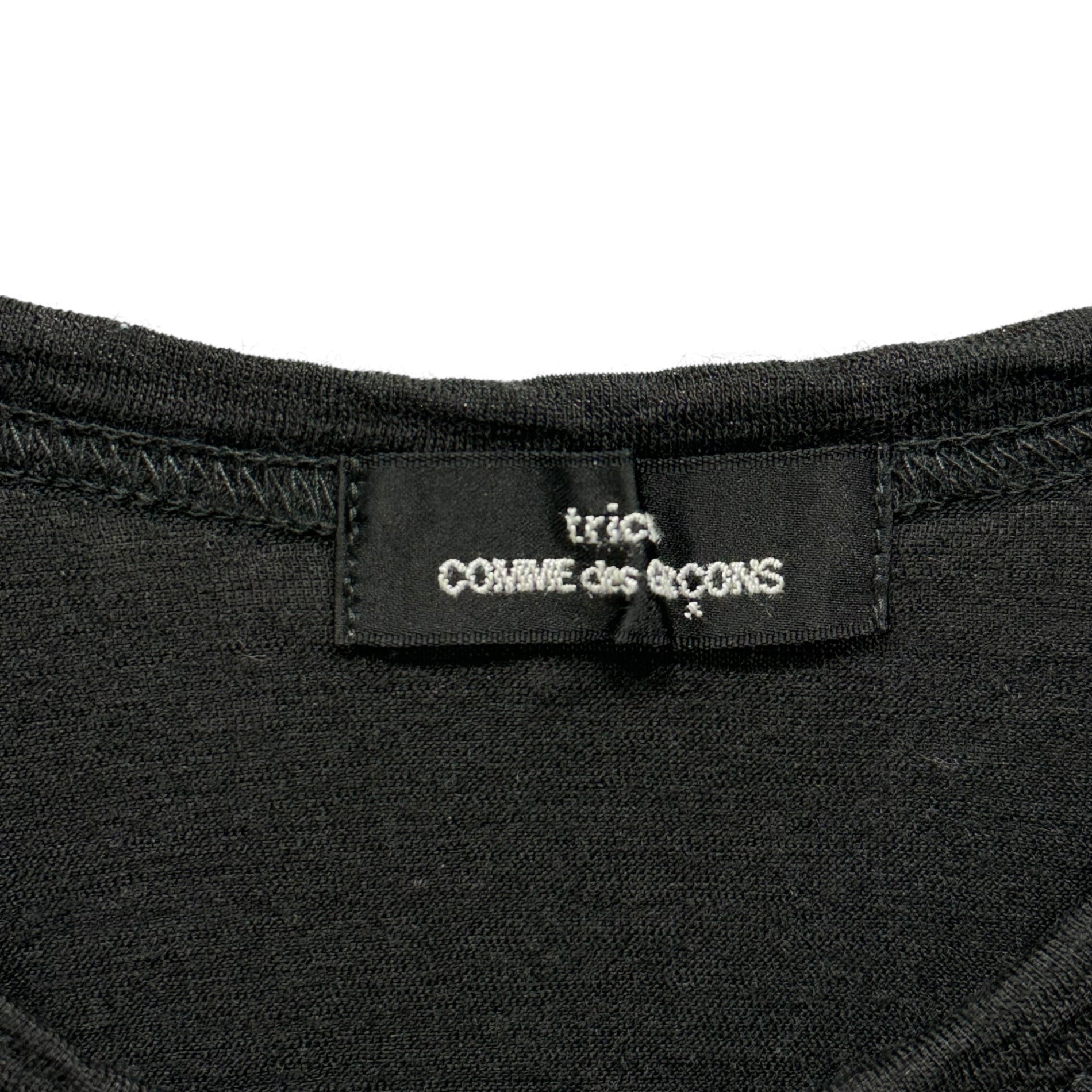 tricot COMME des GARCONS(トリココムデギャルソン) 08SS Hem Lace Trim Wool Knit Top 裾 レース 装飾 ウール カットソー TA-T007 FREE ブラック×ホワイト AD2007 後染め