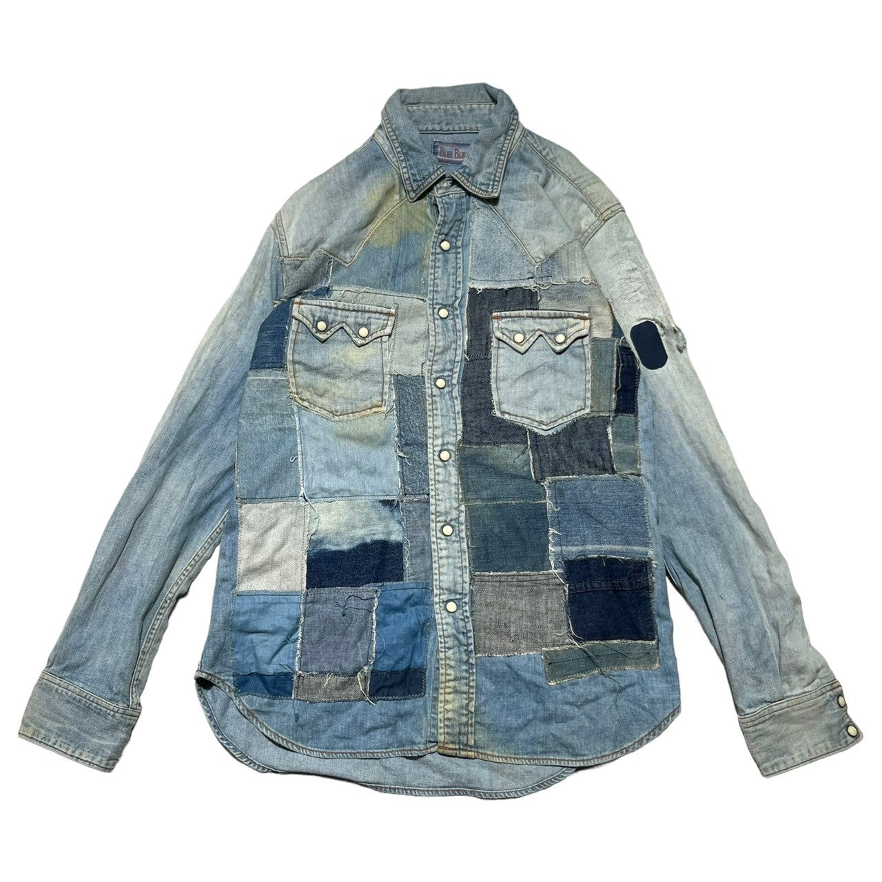 BLUE BLUE(ブルーブルー) 00's denim patchwork shirt デニム パッチワーク シャツ 2(M) インディゴ