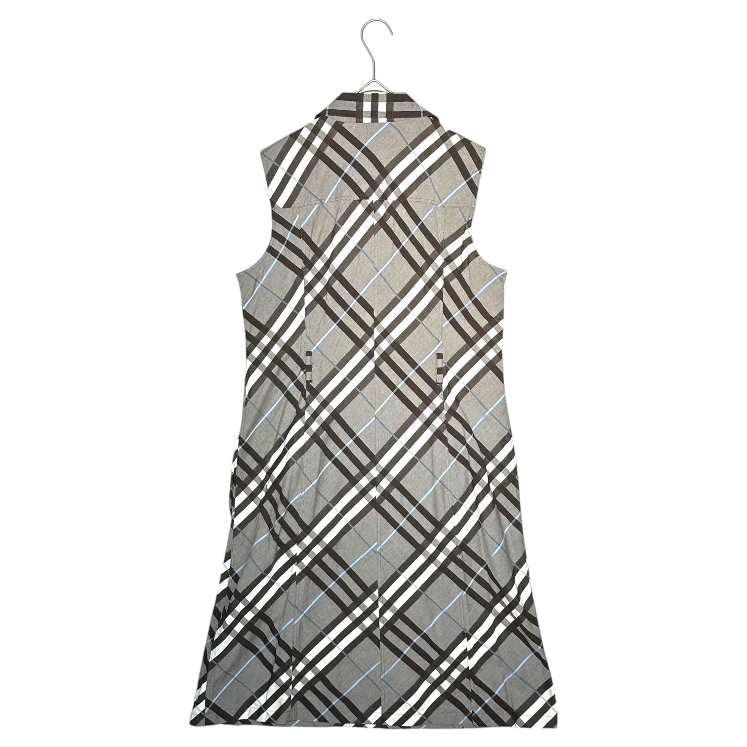 BURBERRY LONDON(バーバリーロンドン) Nova Check N/S Belted Dress ノヴァ チェック ノースリーブ ベルテッド ワンピース FMB51-031-55 46(L程度) グレー