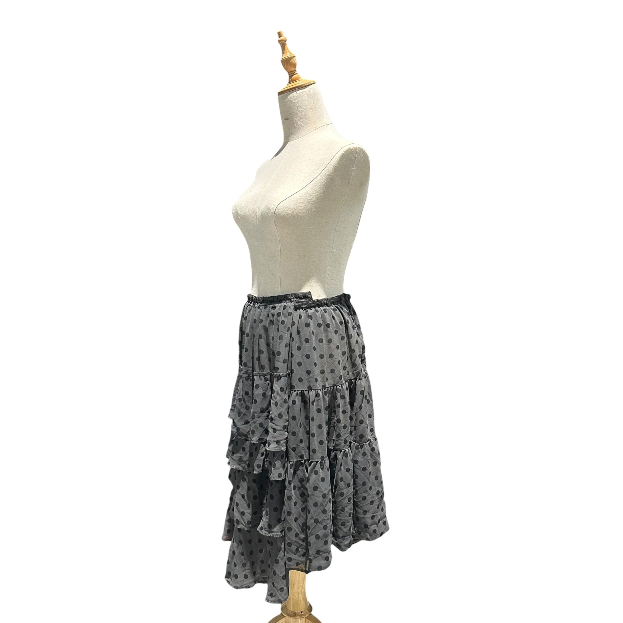 COMME des GARCONS(コムデギャルソン) 2013SS Polka-Dot Sheer Tiered Skirt ドット シースルー ティアード スカート GK-S043 XS グレー×ブラック AD2012