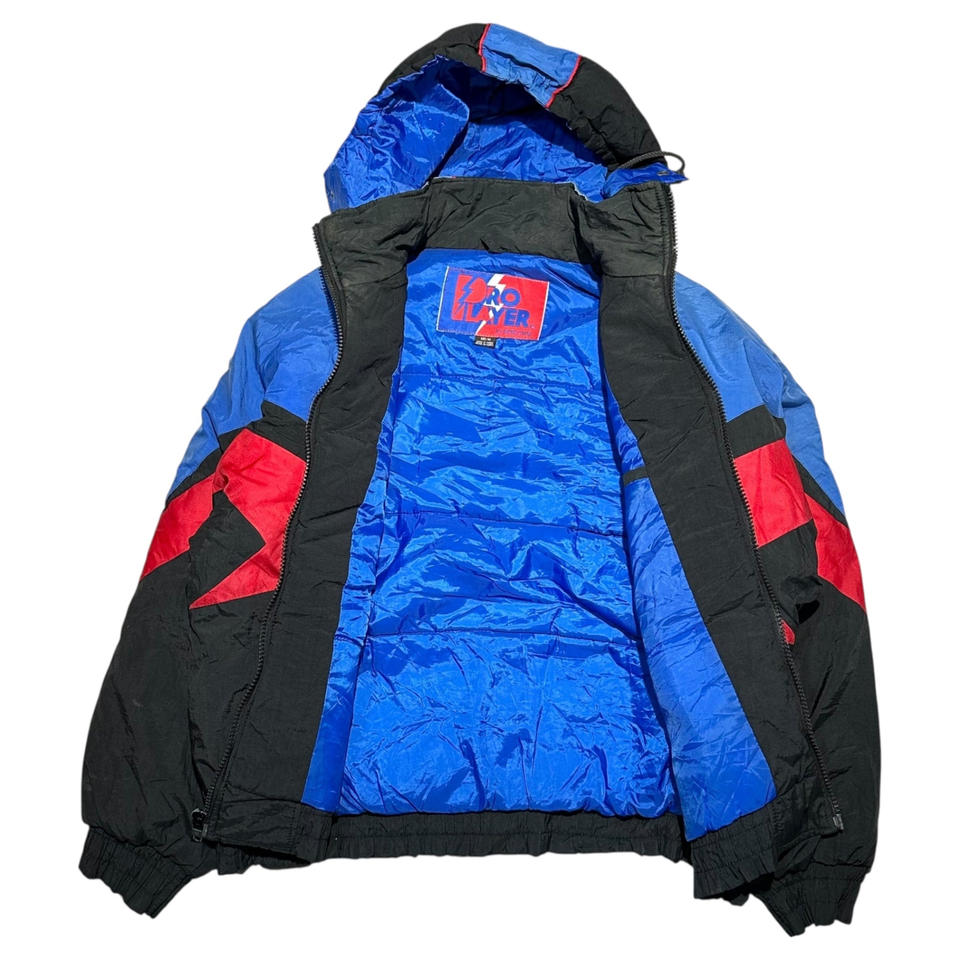 Pro PLayer(プロプレイヤー) 90's NFL "Patriots" Padded Nylon Jacket パテッド ナイロン ジャケット M ブルー×ブラック 90年代 ヴィンテージ ニューイングランド ペイトリオッツ