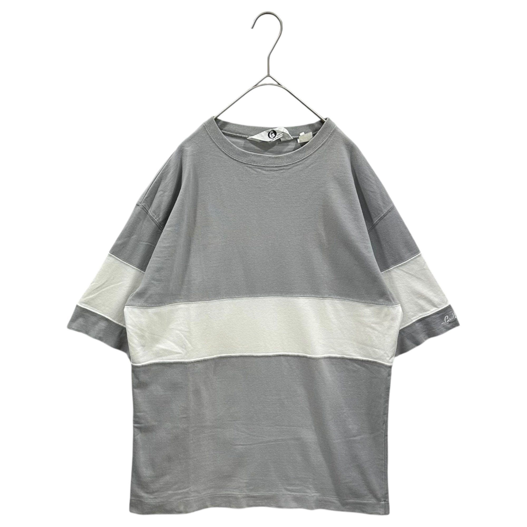 GOODENOUGH(グッドイナフ) 90’s Line-blocked s/s T-shirt ライン 切替 半袖 Tシャツ 表記消(L程度) グレー×ホワイト