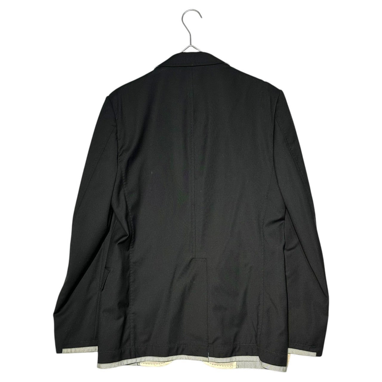 COMME des GARCONS JUNYA WATANABE MAN(コムデギャルソンジュンヤワタナベマン) 13SS Lined Design Tailored Jacket & Cinch-back tapered slacks 裏地 デザイン テーラード ジャケット & シンチバック テーパード スラックス セットアップ WK-J015 WK-P015 S ブラック AD2012