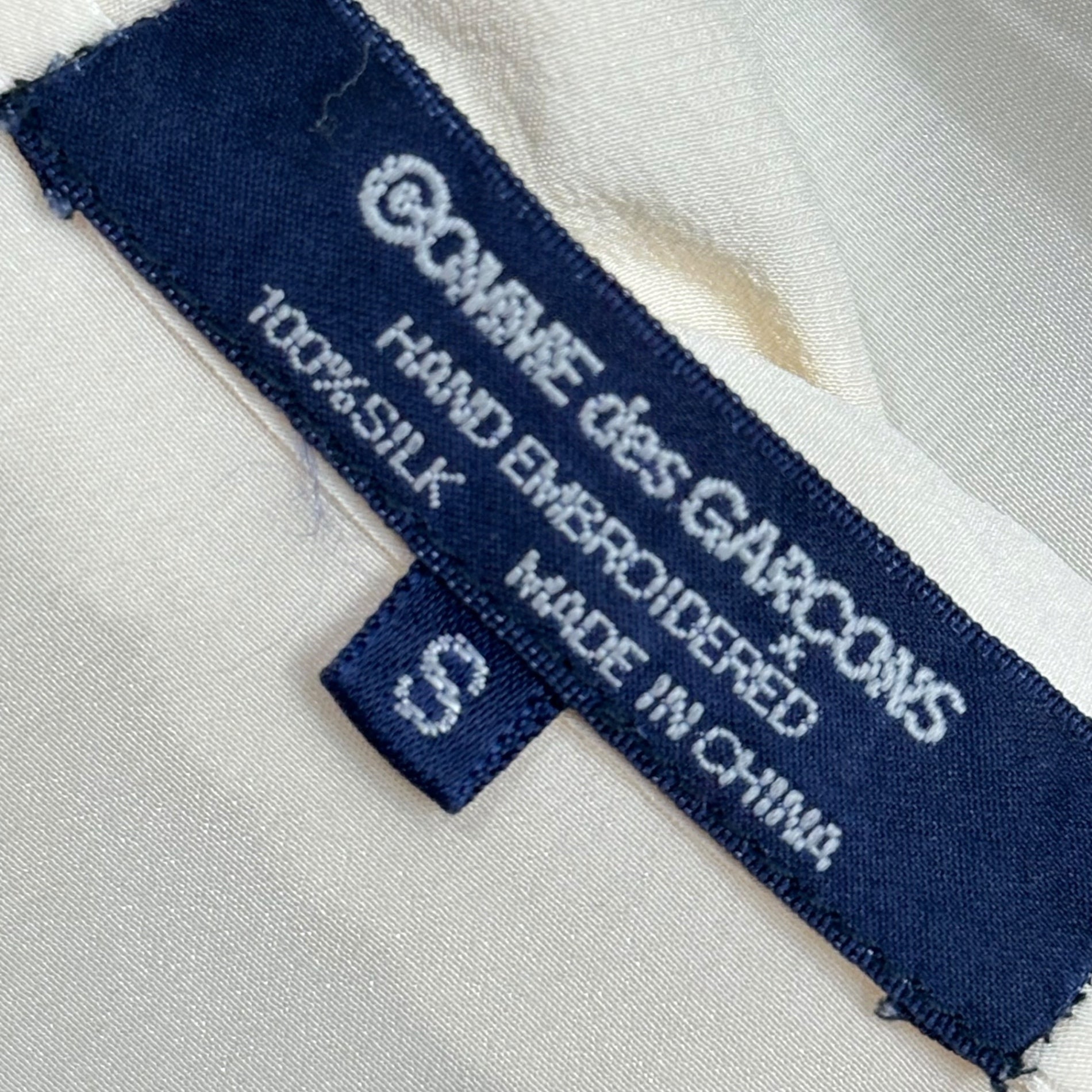 COMME des GARCONS(コムデギャルソン) 1980's Aoyama Exclusive Cutwork Lace Silk Shirt/Blouse 青山限定 カットワーク レース シルク シャツ ブラウス KB-91003 S アイボリー AD表記無 80s アーカイブ 80年代 稀少