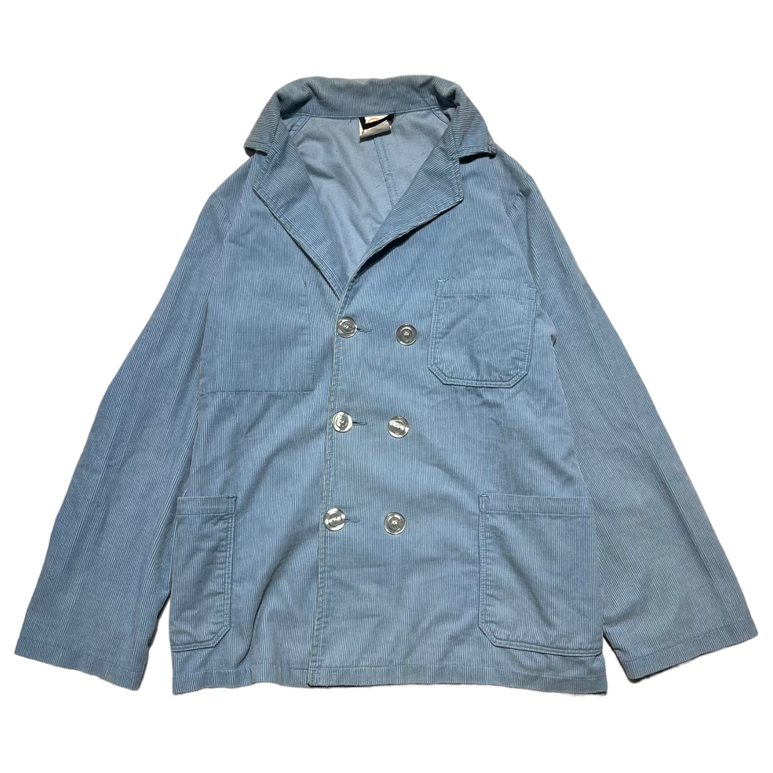 EIKO(エイコー) 80's corduroy double breasted work jacket コーデュロイ ダブル ブレスト ワーク ジャケット 44(M程度) スカイブルー 80年代 ヴィンテージ