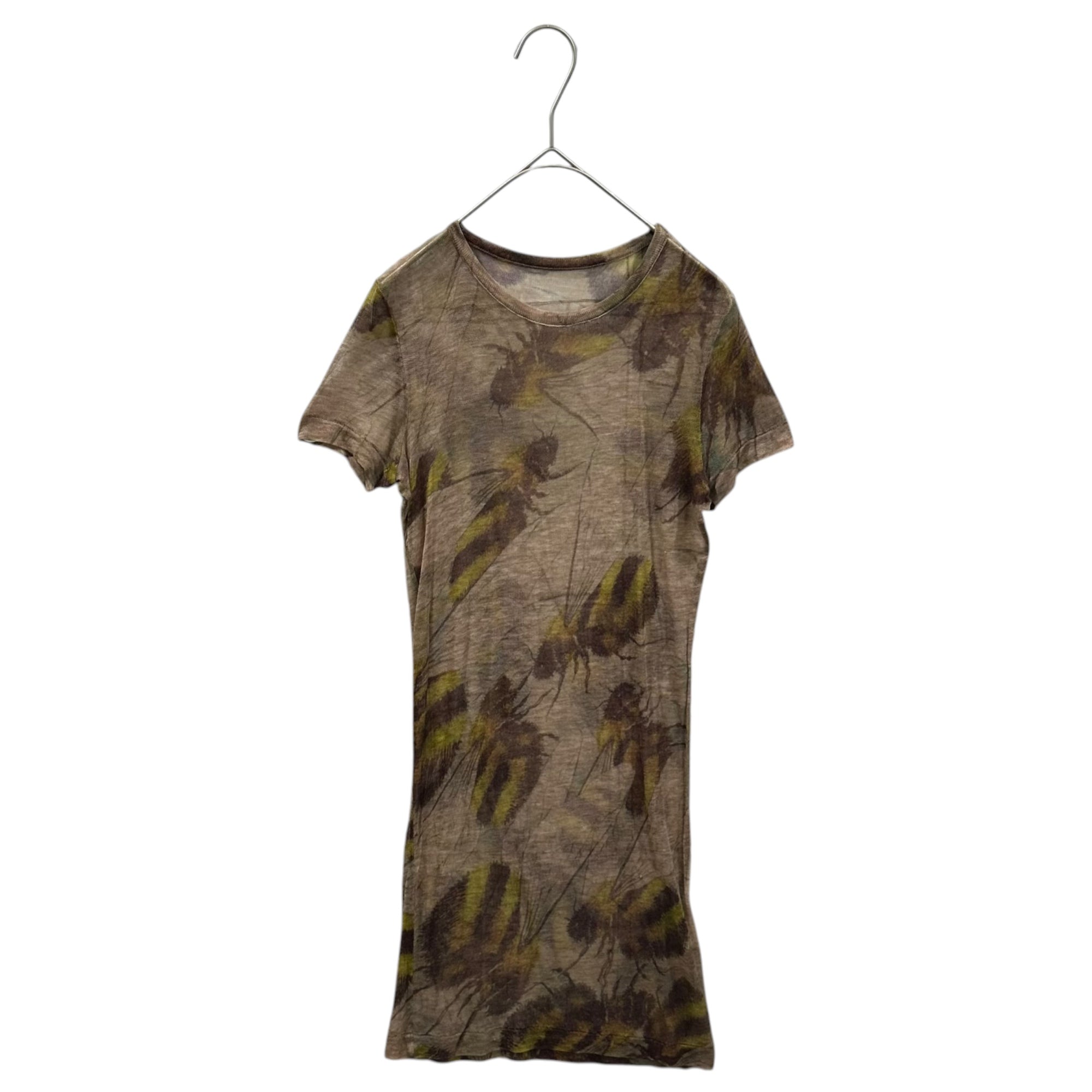 YOHJI YAMAMOTO+NOIR(ヨウジヤマモトプリュスノアール) Honey Sheer S/S Mini Dress 蜂 シアー 半袖 ミニ ワンピース 2 マルチ