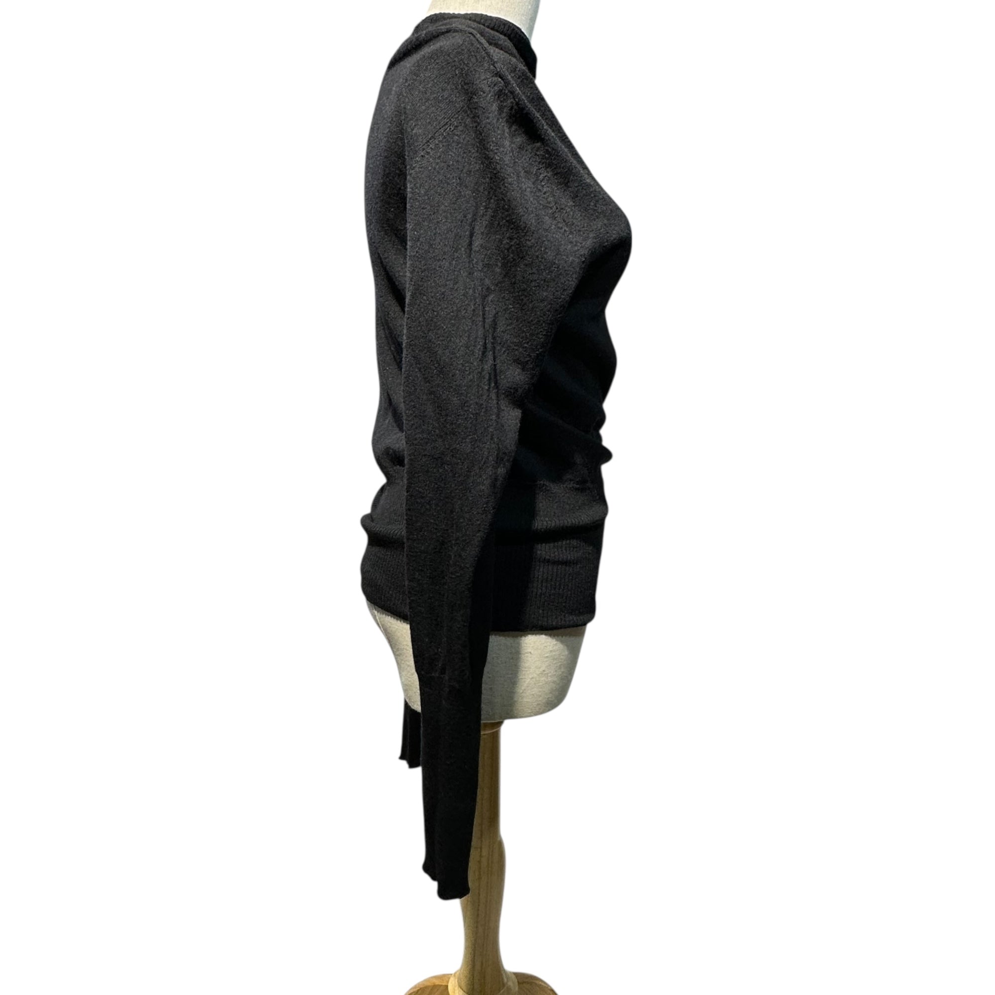 Vivienne Westwood(ヴィヴィアンウエストウッド) Orb Logo Print Wool Distorted Knit オーブ ロゴ プリント ウール 変形 ニット 12-04-192010 UNISEX SM ブラック ロング リブ