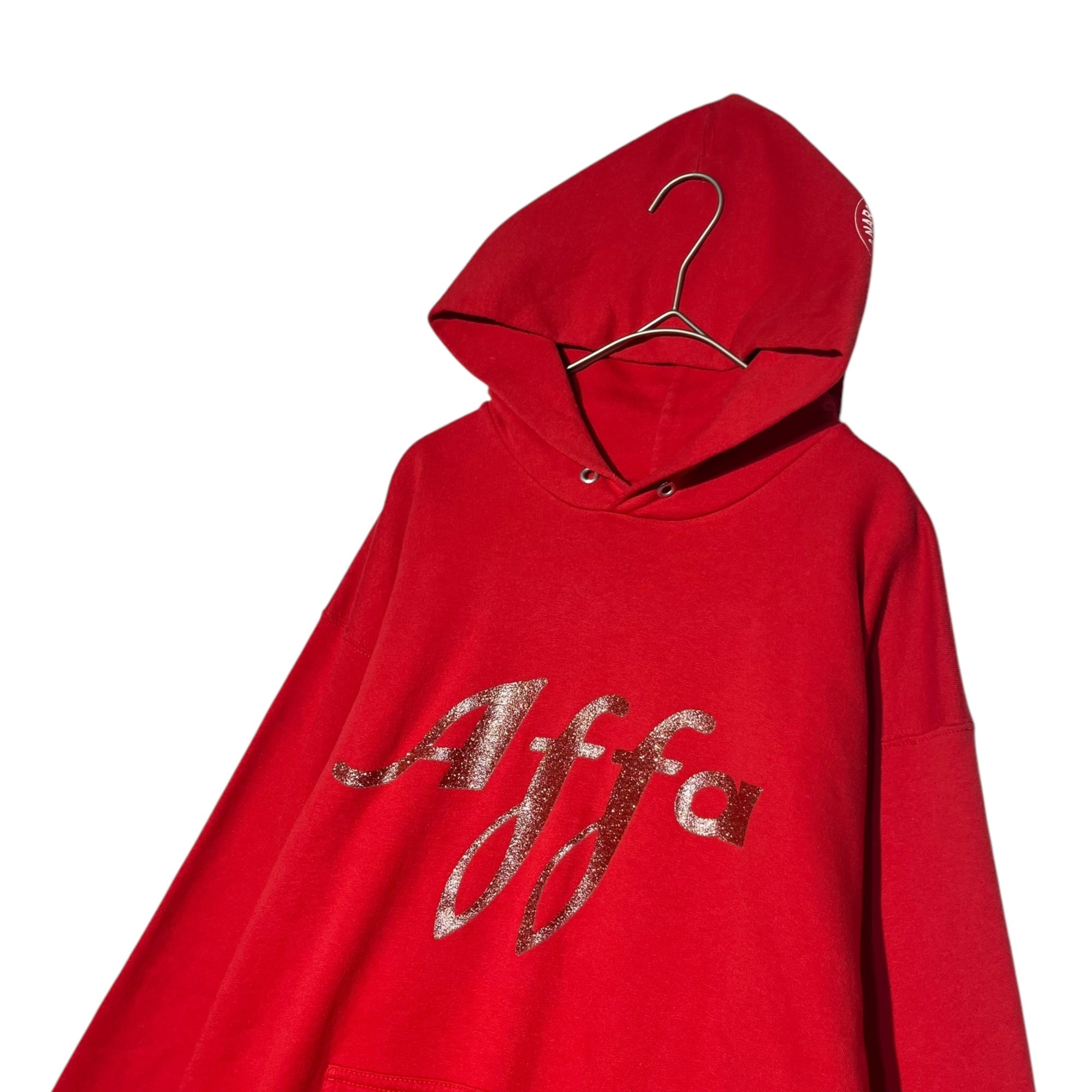 AFFA(エーエフエフエー) Lame logo print hoodie ラメ ロゴ プリント パーカー 初期 L レッド