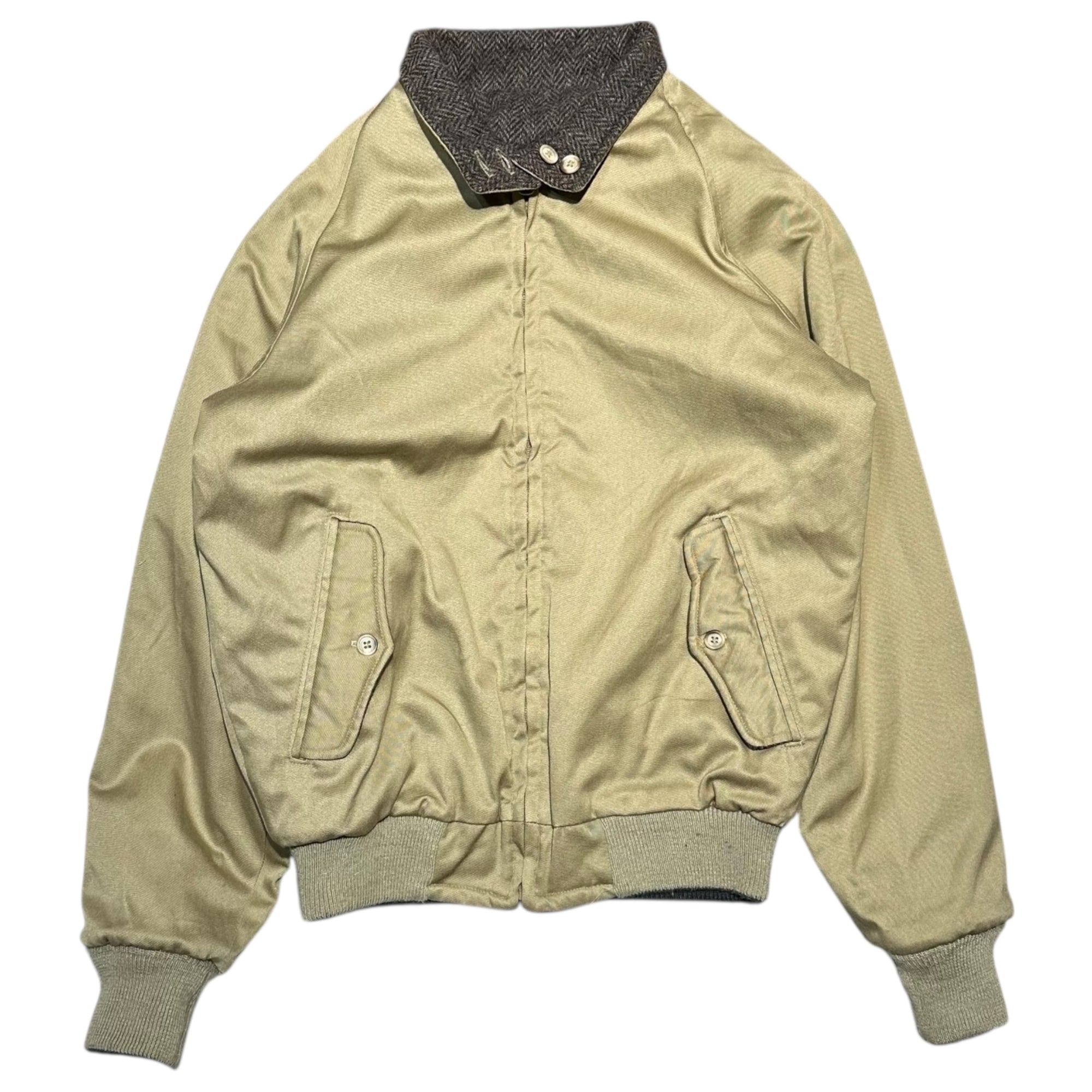 LANDS' END(ランズエンド) 90's USA made Reversible Tweed Harrington Jacket リバーシブル ツイード ハリントン ジャケット 5486LE S ブラウン×ベージュ スイングトップ 90年代 ヴィンテージ
