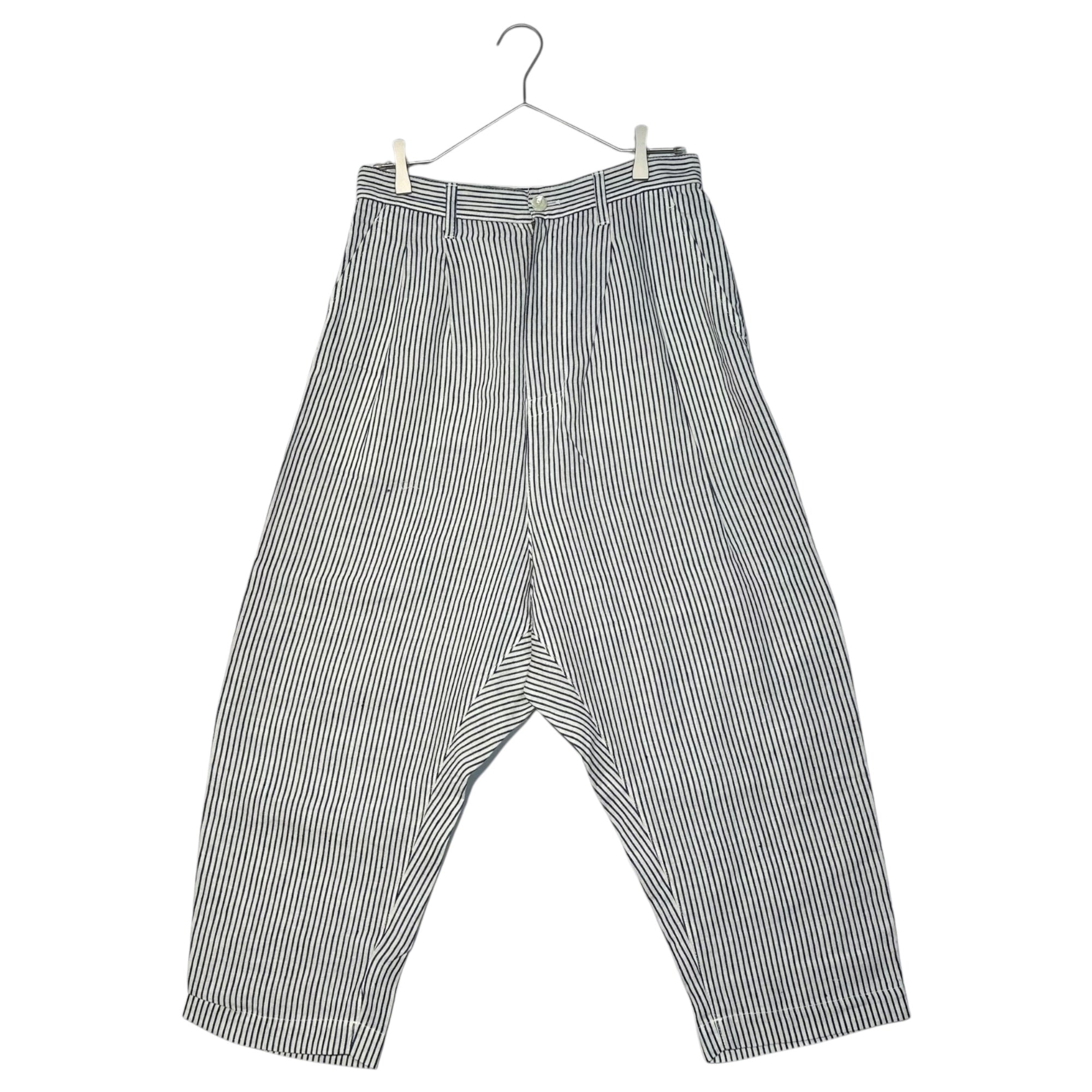 COMME des GARCONS JUNYA WATANABE(コムデギャルソンジュンヤワタナベ) 11SS Hickory Harem Wide Linen Pants ヒッコリー サルエル ワイド リネン パンツ JG-P035 S ホワイト×インディゴ AD2010