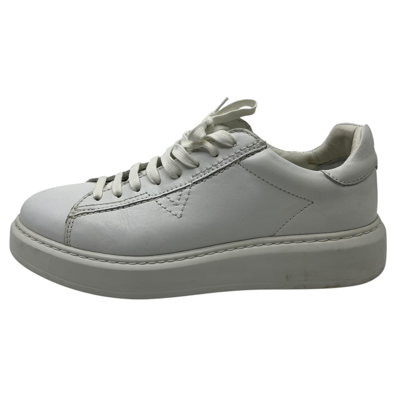 DIESEL(ディーゼル) S-VSOUL V-stitch platform leather sneakers Vステッチ 厚底 レザー スニーカー Y01412 41(26.5cm) ホワイト 箱付