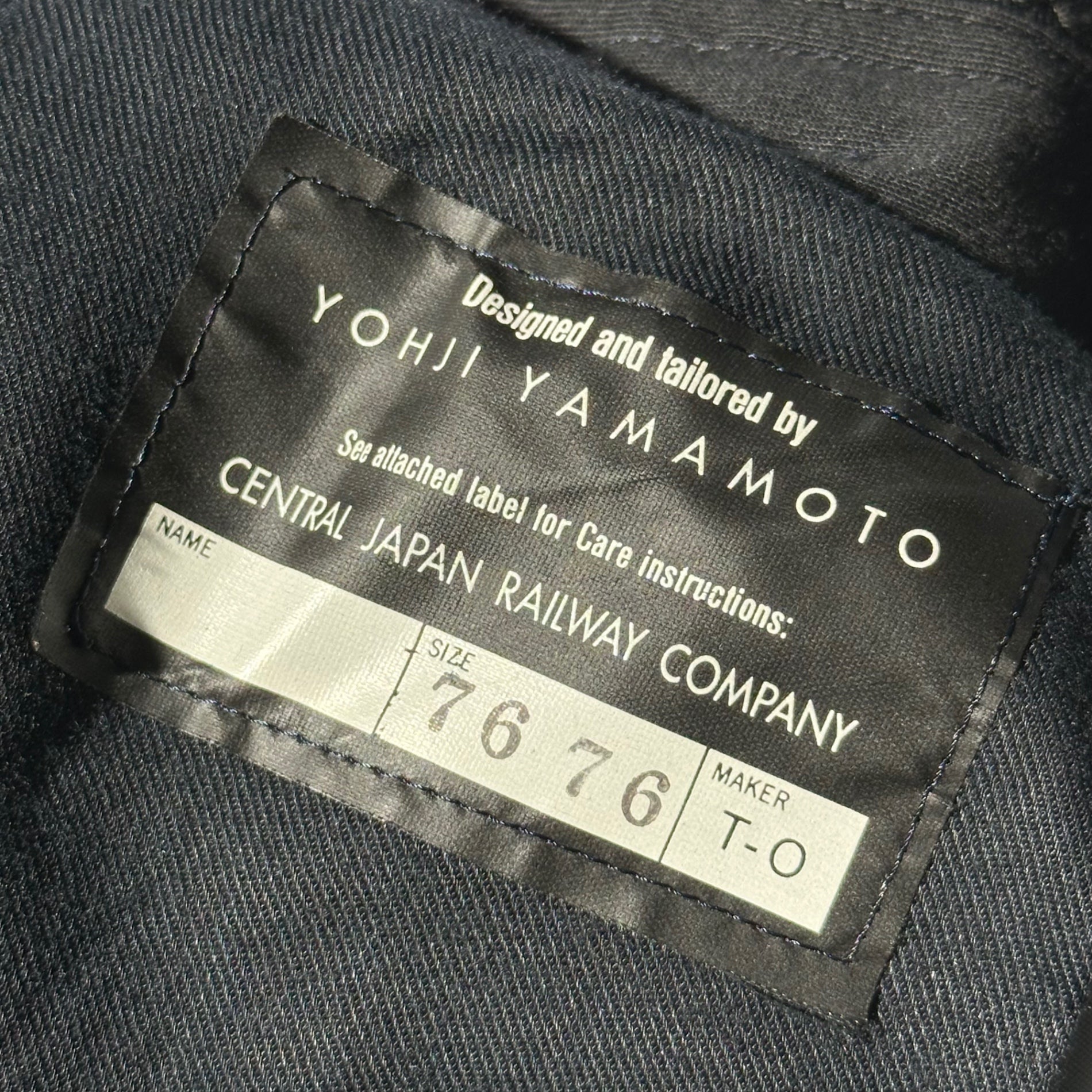 YOHJI YAMAMOTO(ヨウジヤマモト) "CENTRAL JAPAN RAILWAY COMPANY" Wool Set-Up Suit JR東海 制服  ウールセットアップ スーツ A6(L程度) ネイビー ダブル テーラード ジャケット 2タック スラックス
