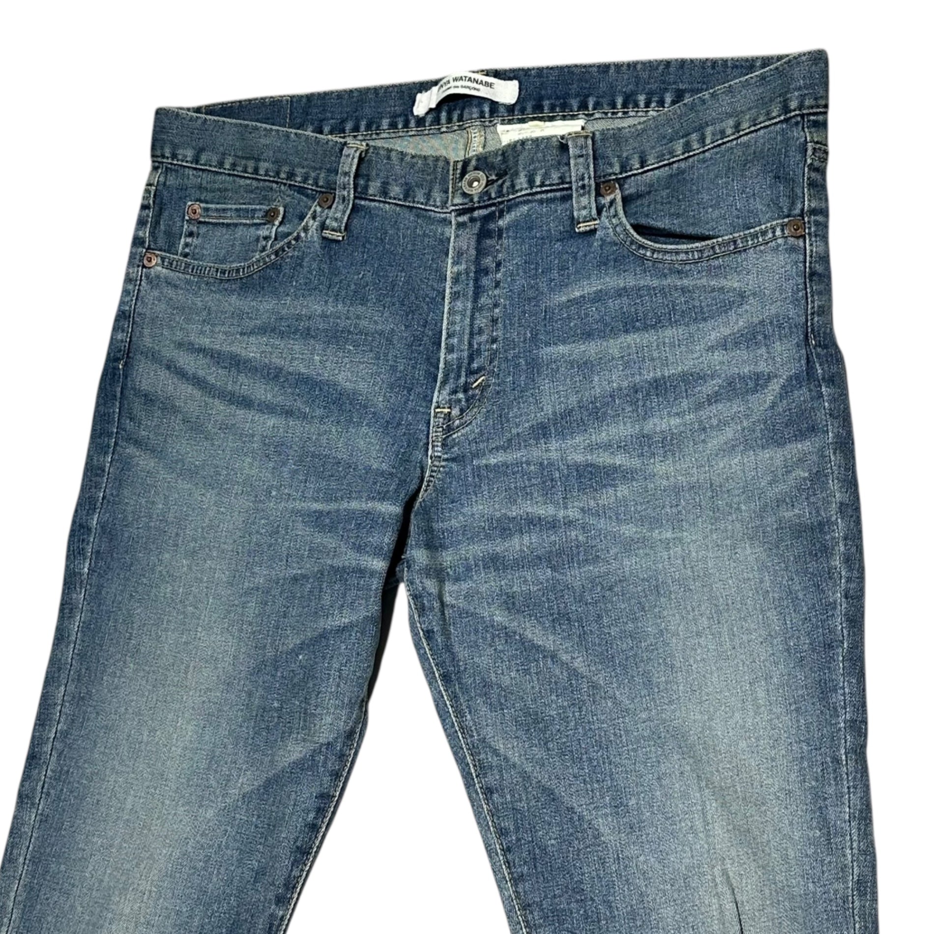 COMME des GARCONS JUNYA WATANABE(コムデギャルソンジュンヤワタナベ) 12AW Vintage-Washed Tapered Denim Pants ヴィンテージ加工 テーパード デニム パンツ JJ-T023 L ライトインディゴ AD2012