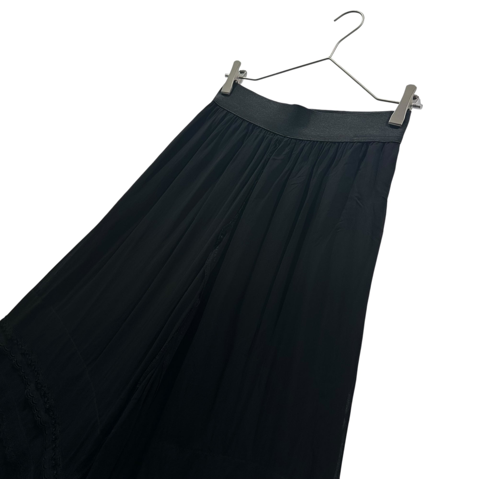 COMME des GARCONS(コムデギャルソン) 2005SS Hem-Decorated Cupro Sheer Skirt 裾 装飾 キュプラ シアー スカート GO-S083 S ブラック 製品染め SAMPLE品